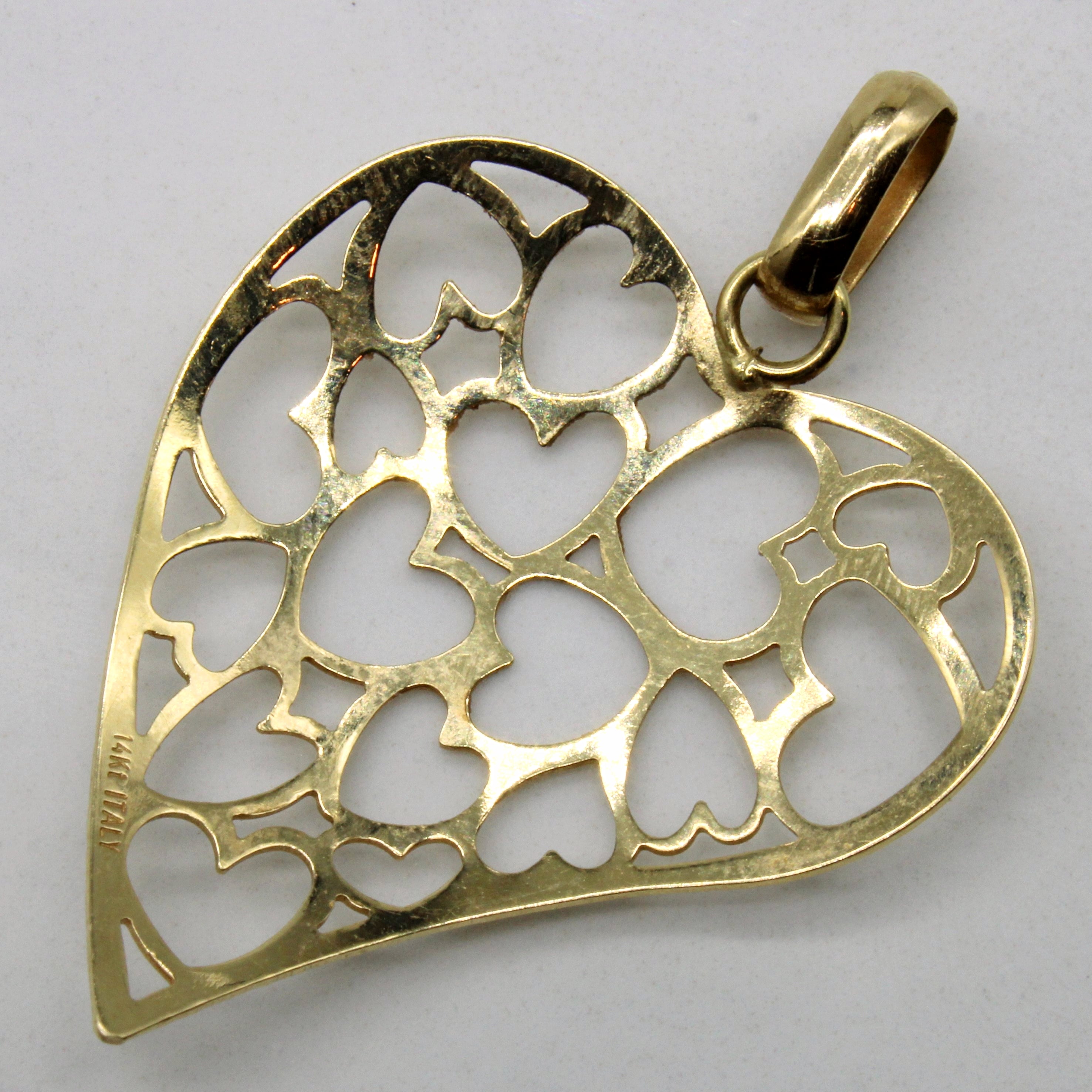 14k Yellow Gold Heart Cutout Pendant