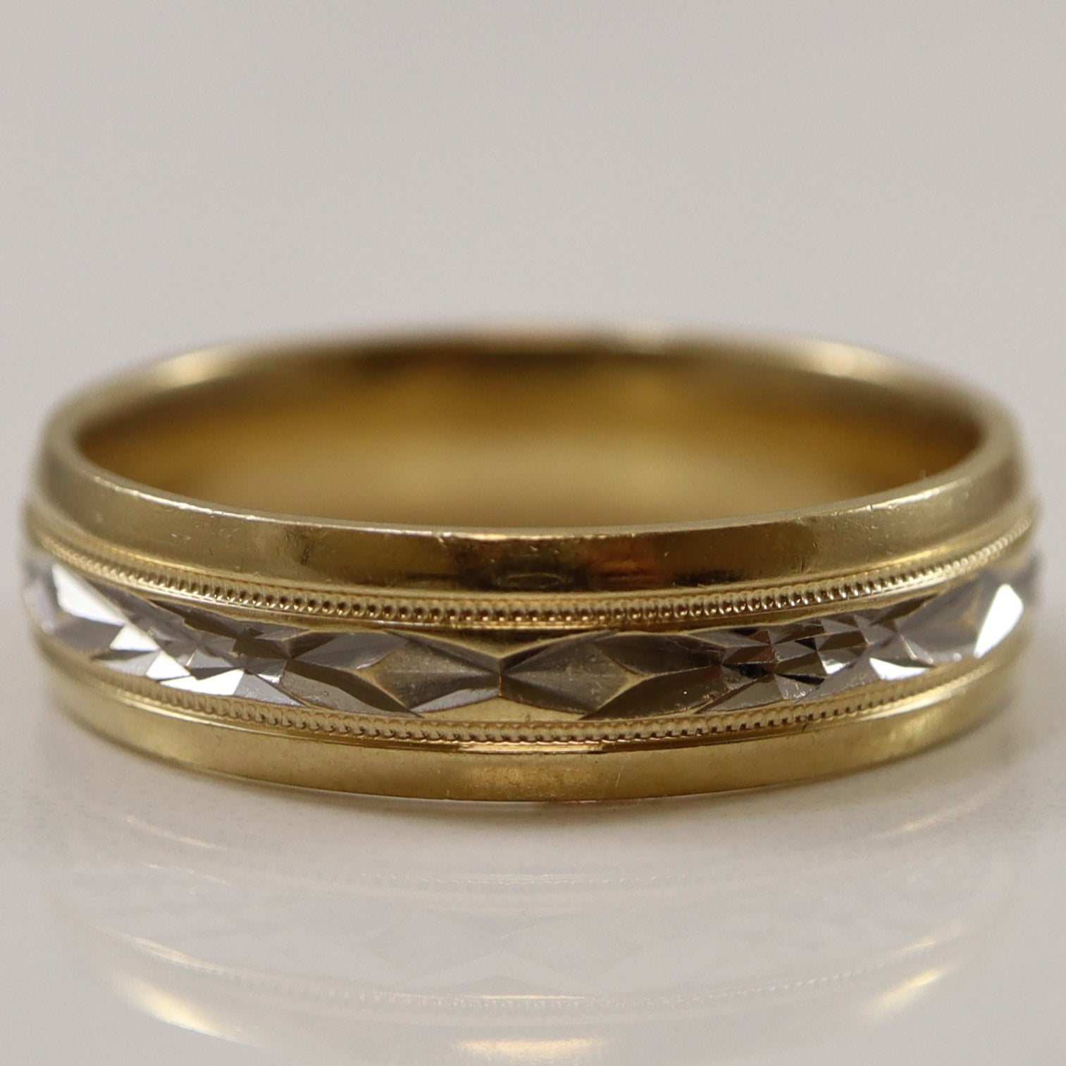 Two Tone Diamond Cut Gold Band | SZ 11 |