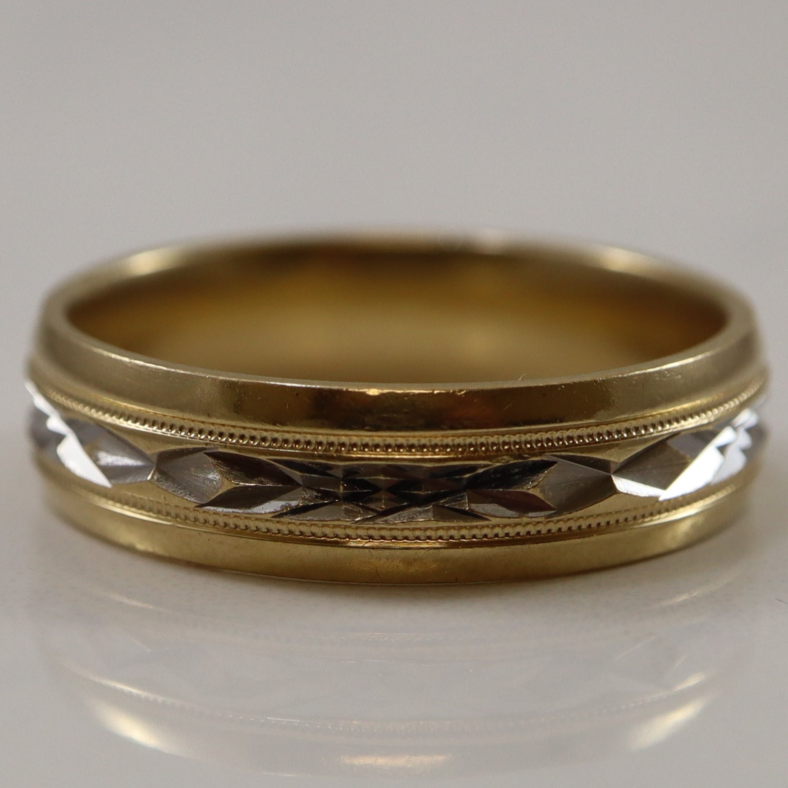 Two Tone Diamond Cut Gold Band | SZ 11 |