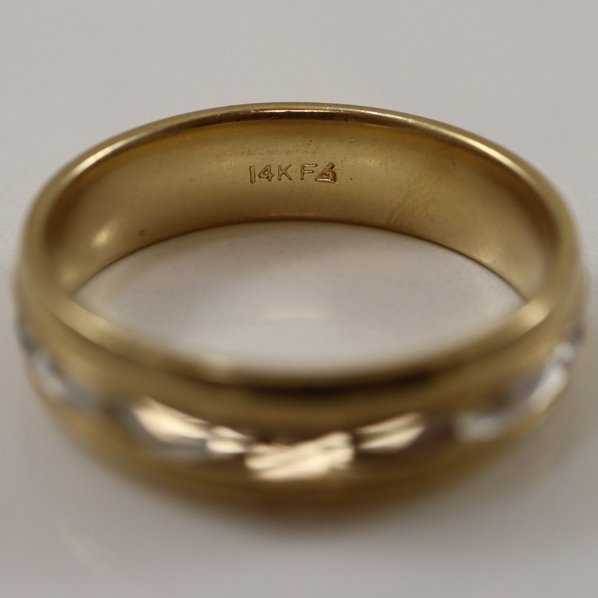Two Tone Diamond Cut Gold Band | SZ 11 |