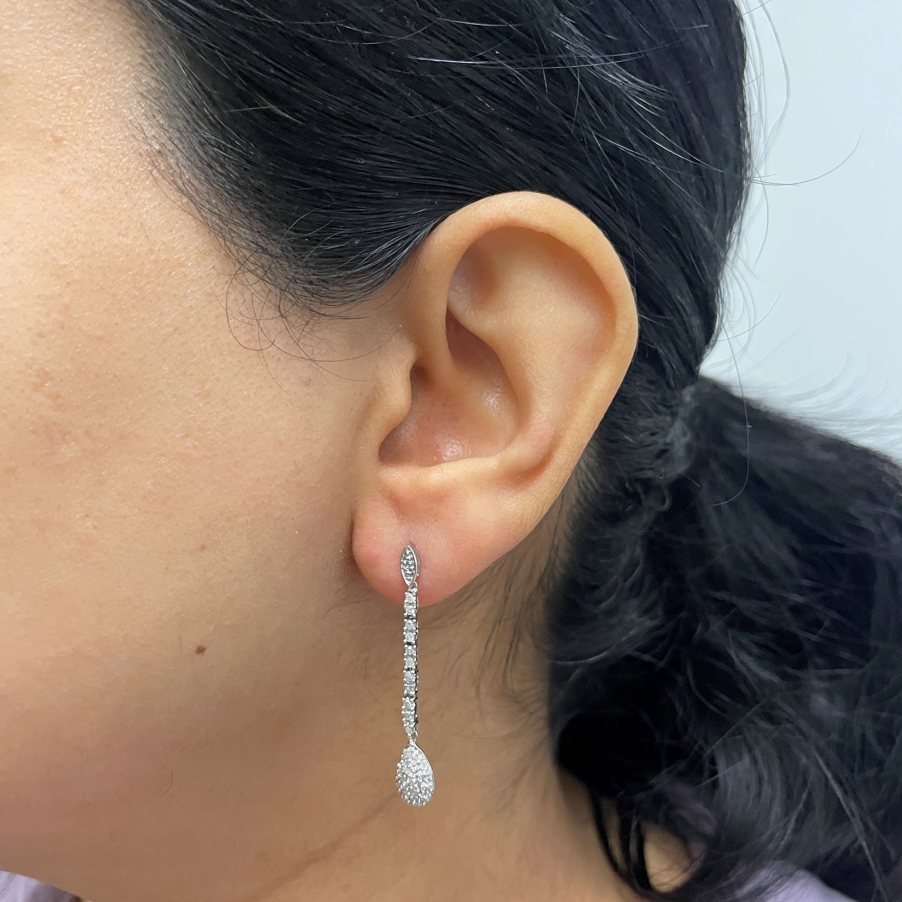 Pave Diamond Tear Drop Earrings | 0.17ctw |