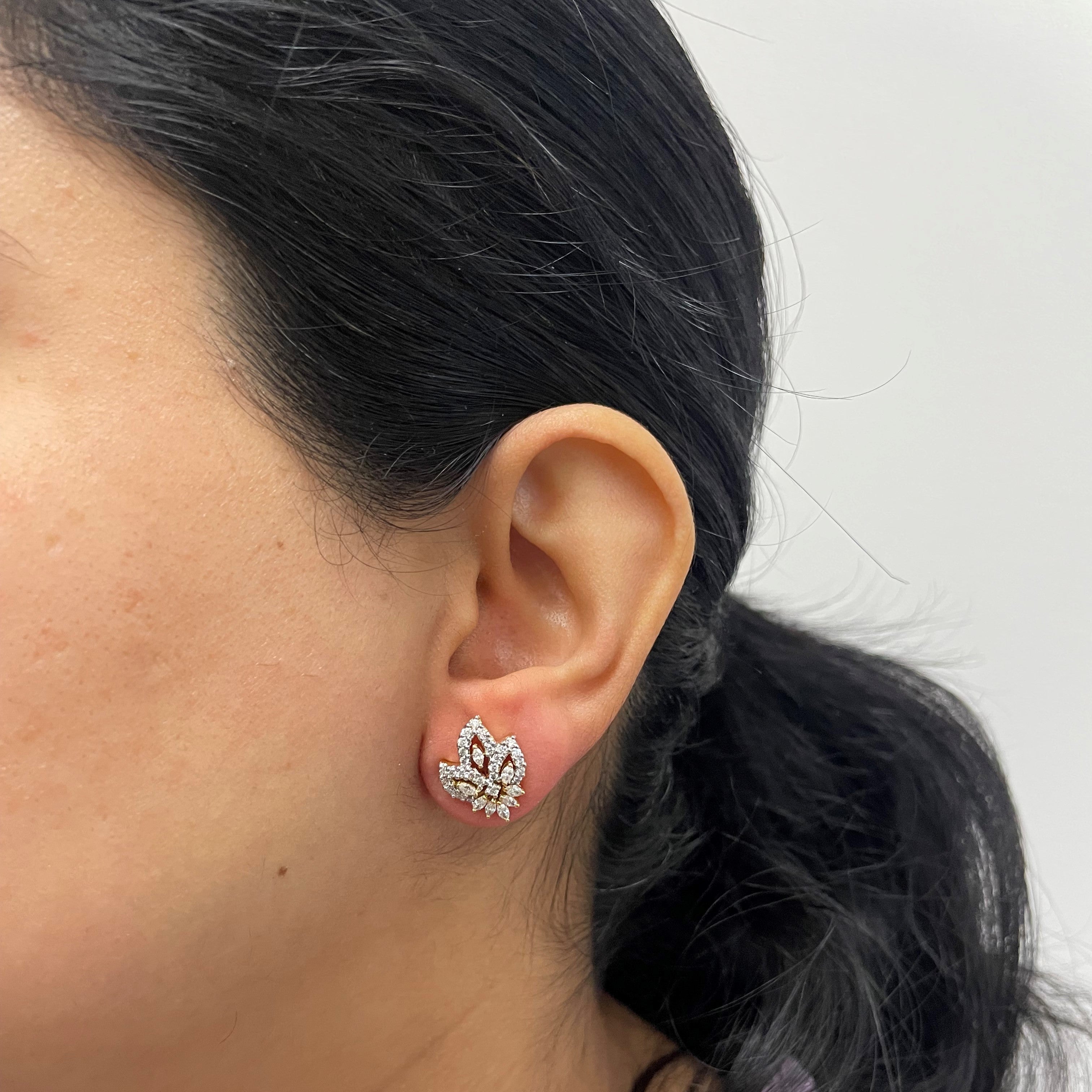 Floral Diamond Cluster Studs | 0.90ctw |