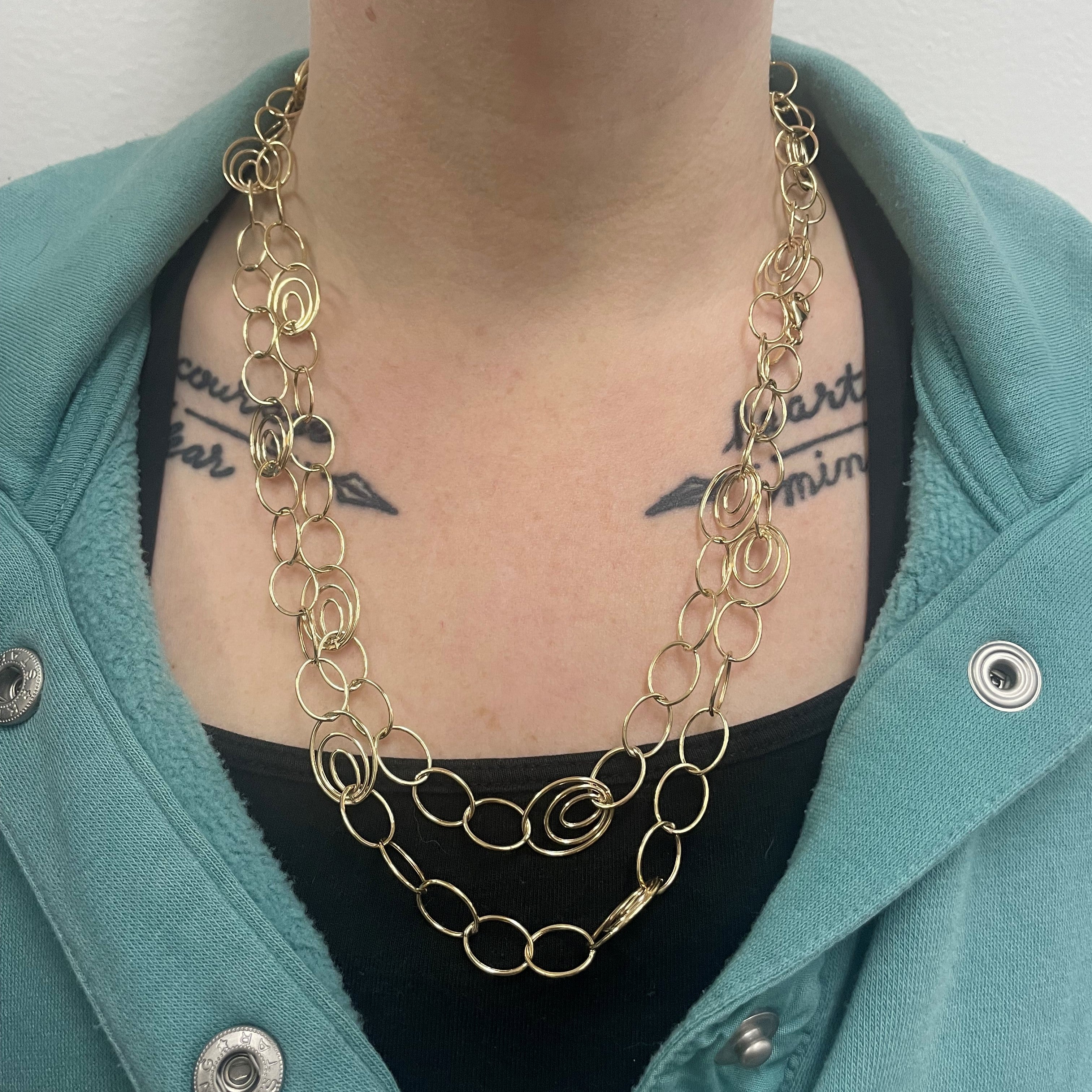 Fancy Yellow Gold Spiral Chain Necklace | 44" |