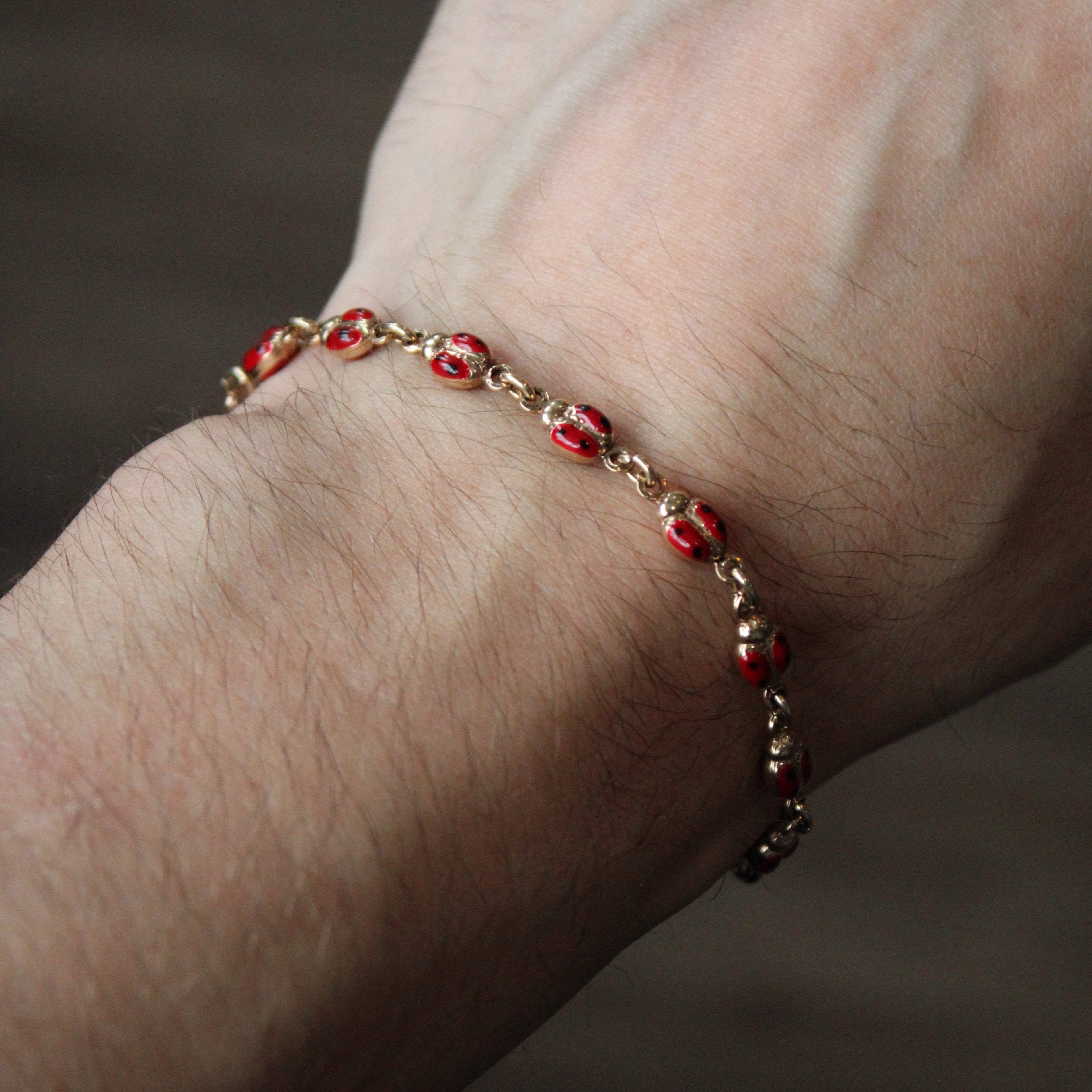 Enameled Ladybug Bracelet | 7.5" |