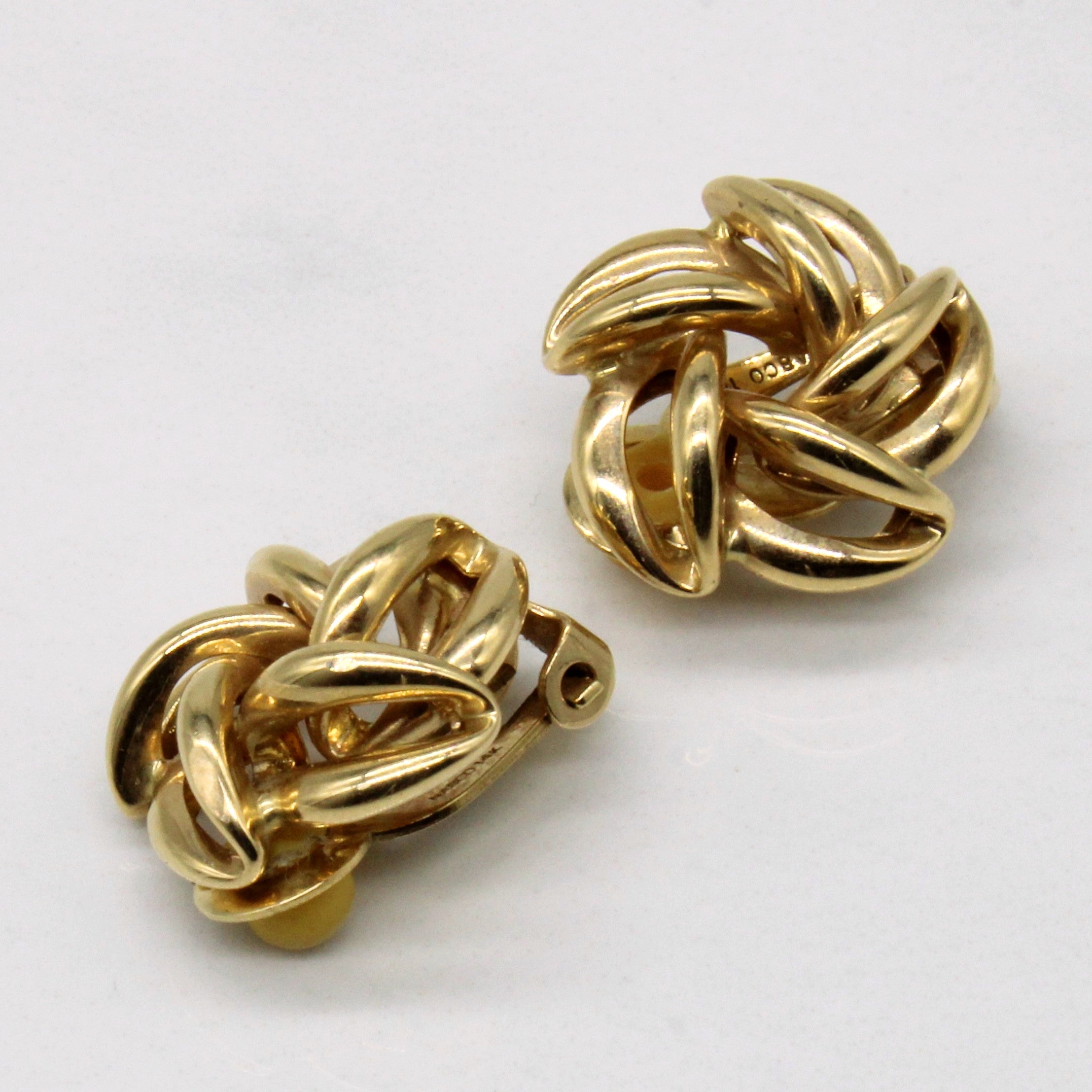 Boucles d'oreilles à clip en or jaune 14 carats avec nœud