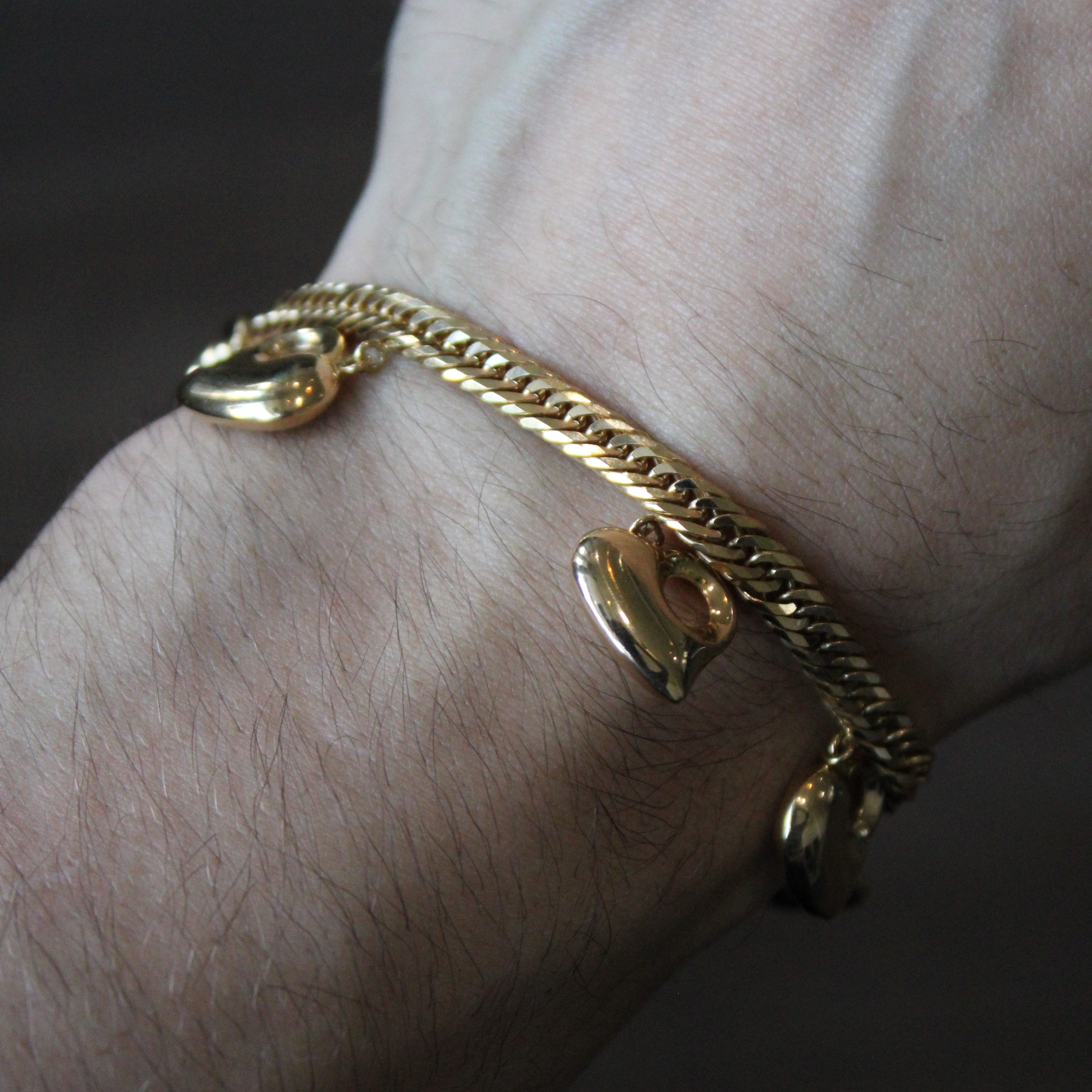 Yellow Gold Heart Charm Bracelet | 7.5" |