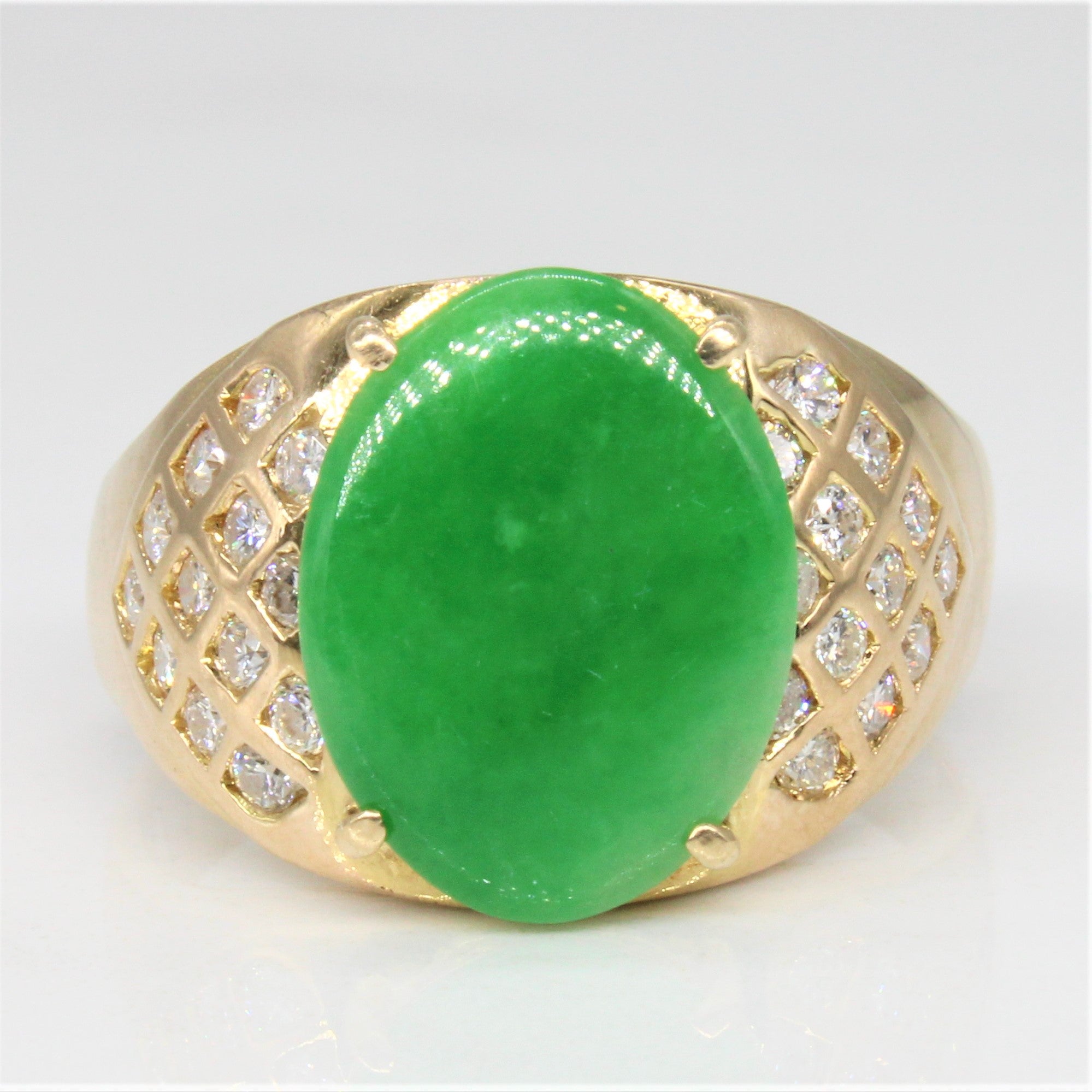 Jadeite & Diamond Ring | 2.55ct, 0.39ctw | SZ 8.25 |