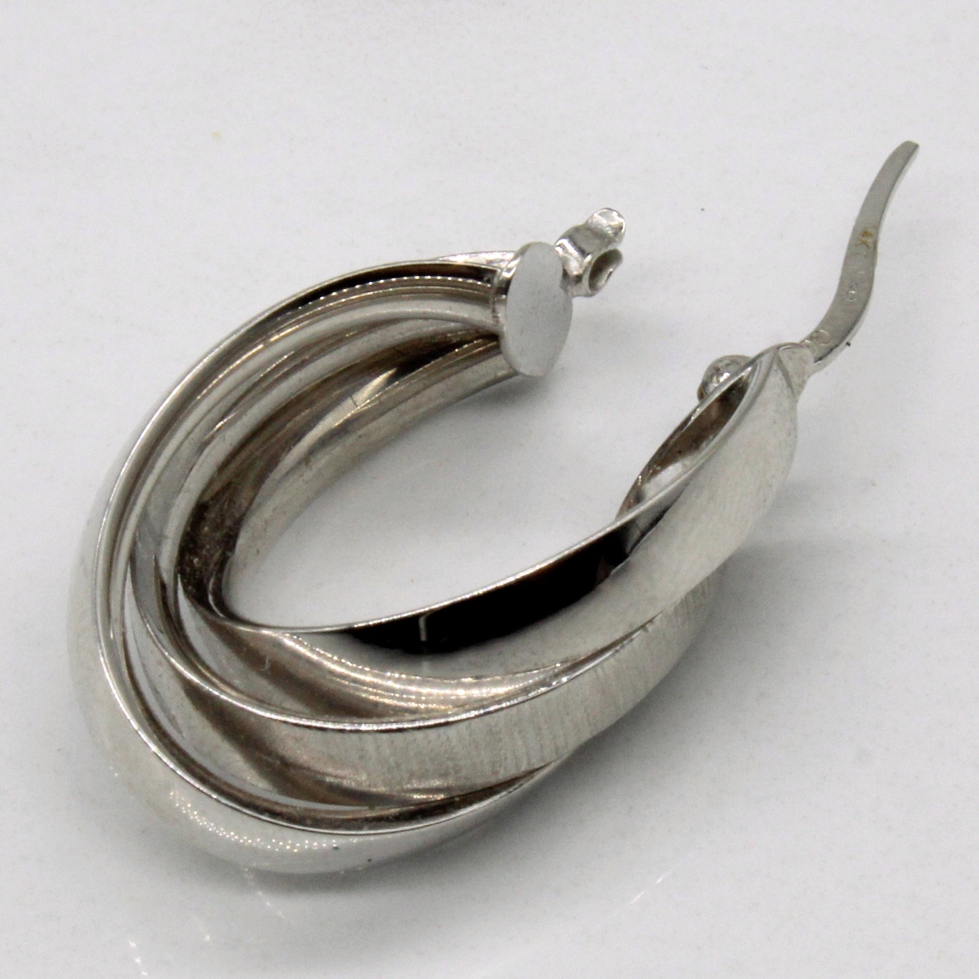 14k White Gold Twist Hoop Earrings