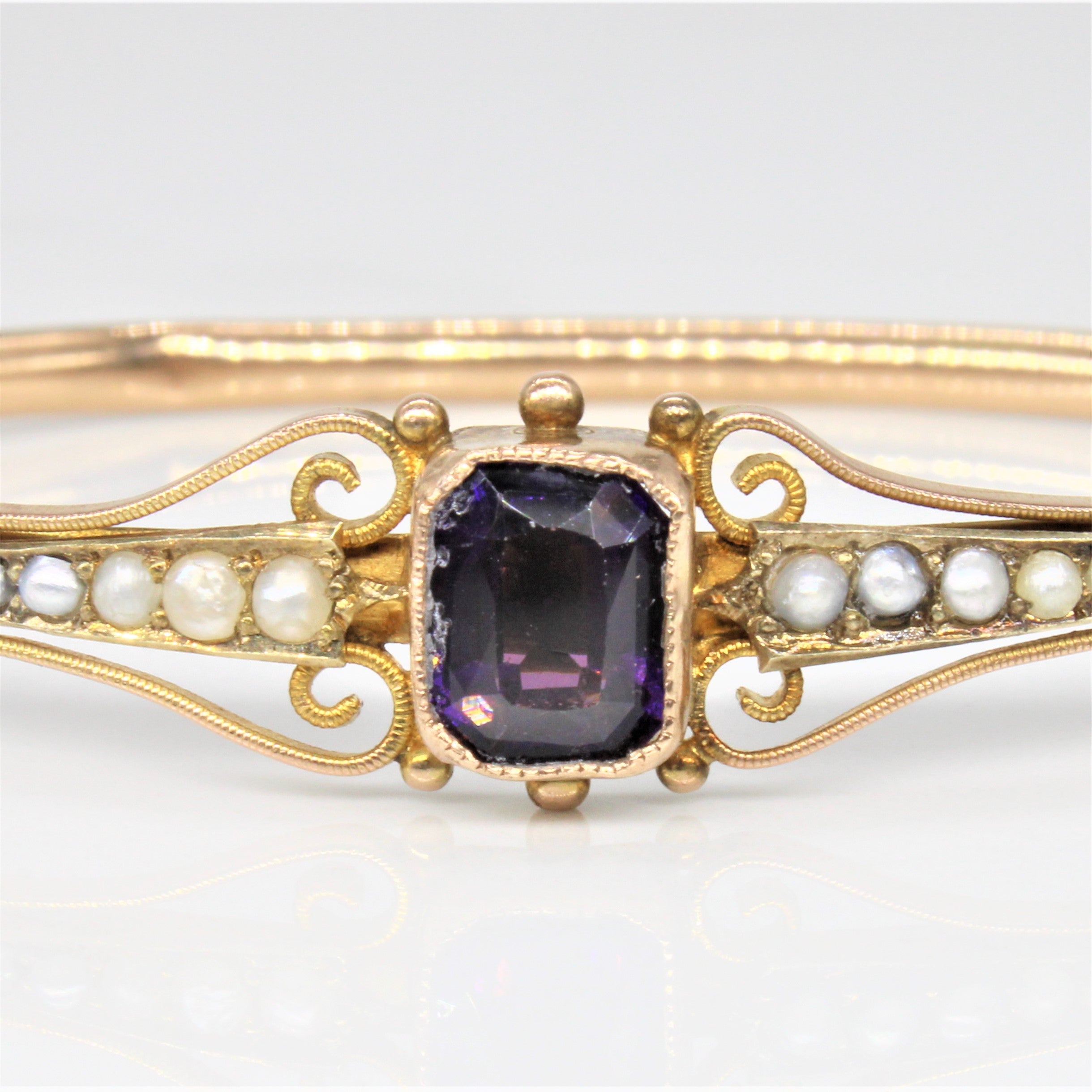 1920s Amethyst & Seed Pearl Bracelet | 1.50ct | 7" |