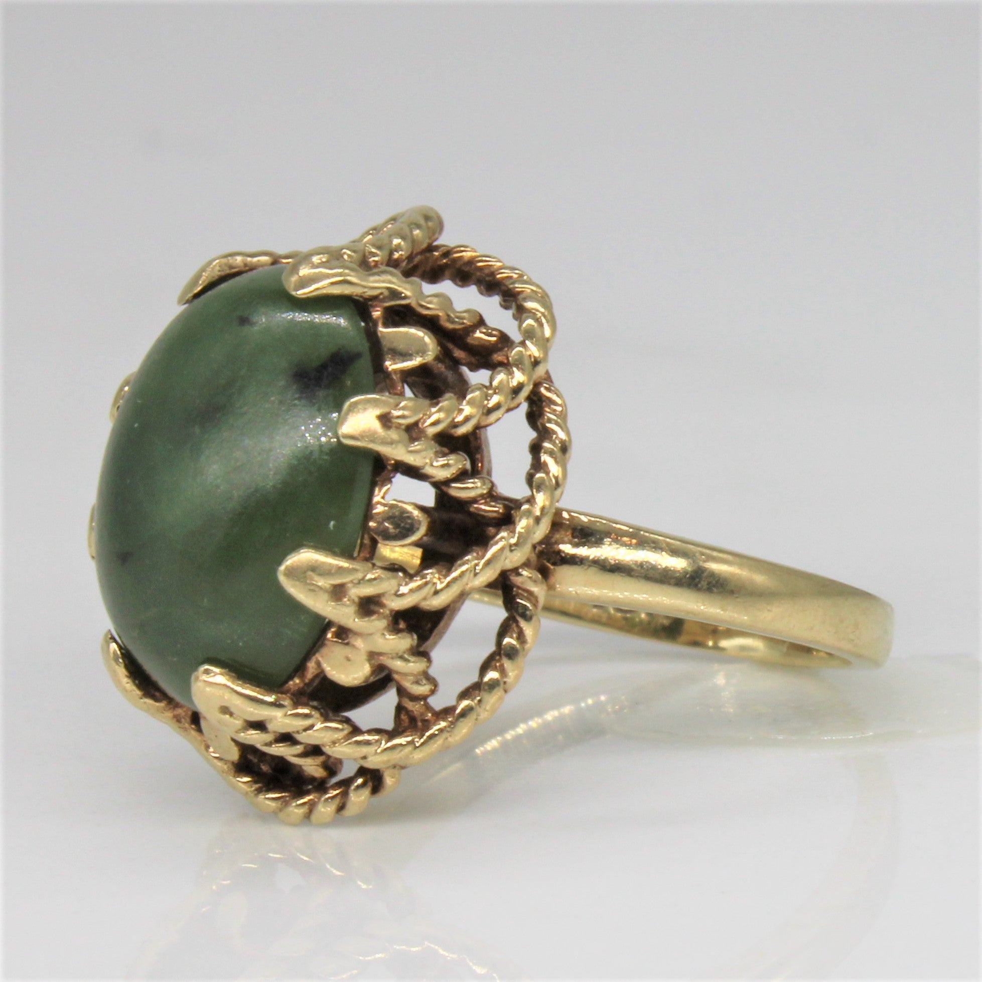 Nephrite Jade Cocktail Ring | 3.65ct | SZ 4.5 |