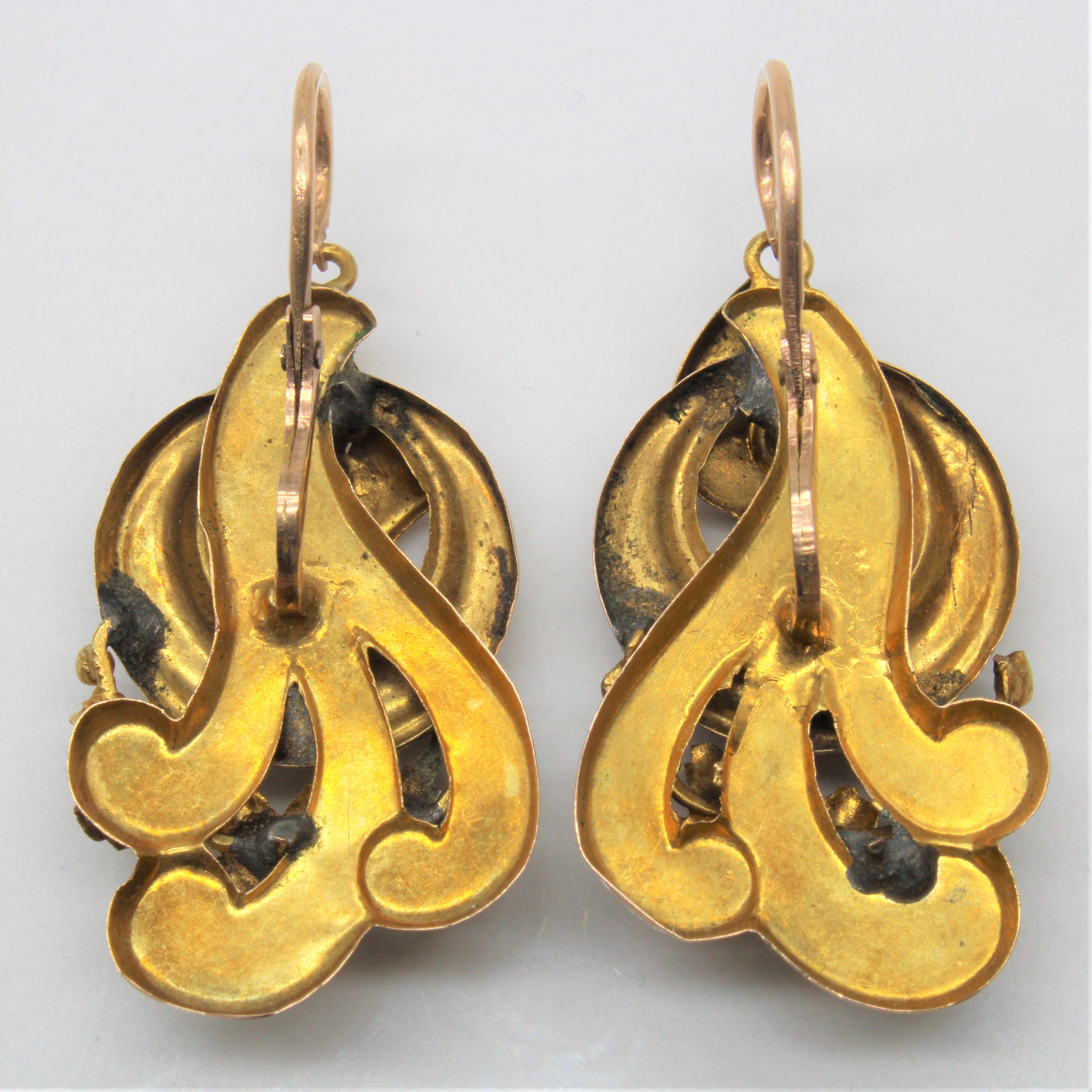 Victorian Seed Pearl & Red Glass Earrings |