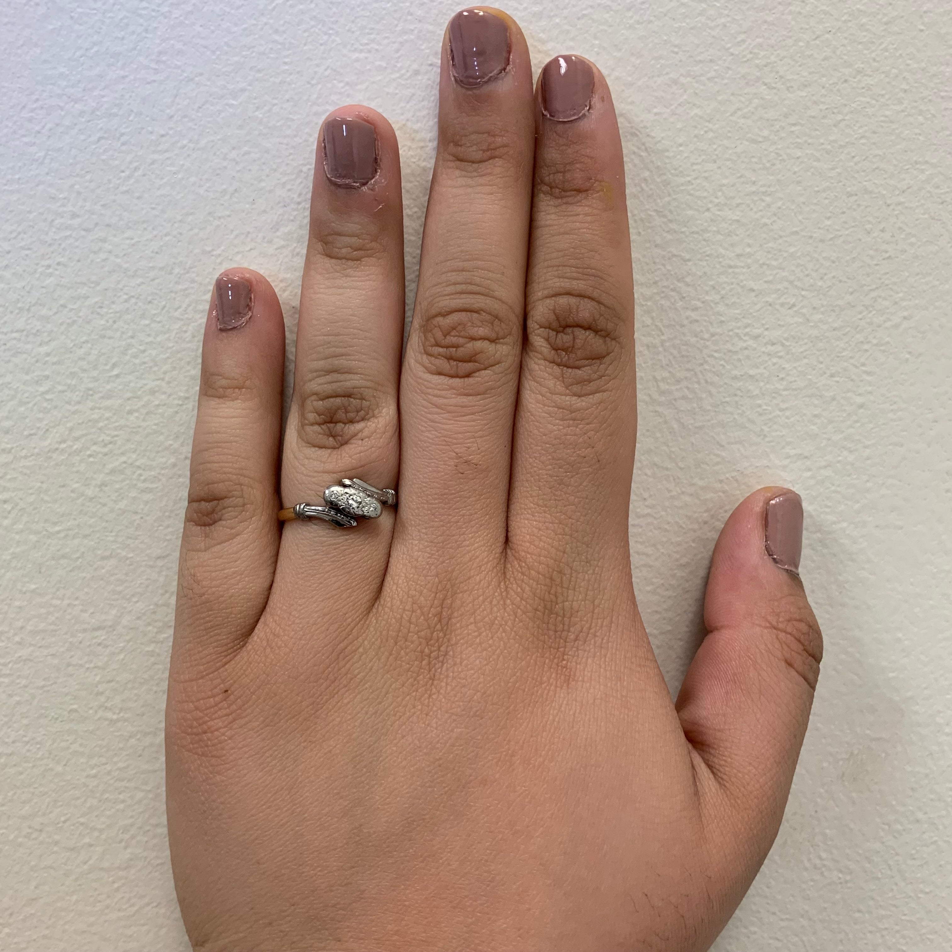 1950s Diamond Bypass Ring | 0.09ctw | SZ 8 |