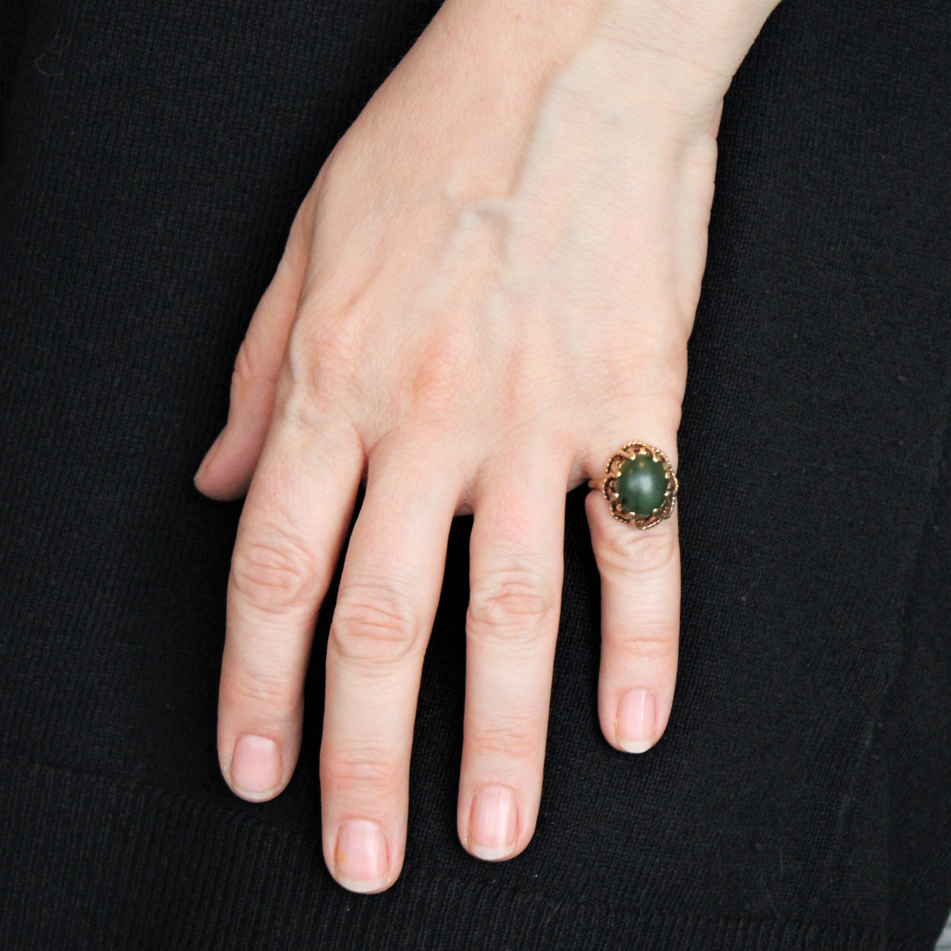 Nephrite Jade Cocktail Ring | 3.65ct | SZ 4.5 |