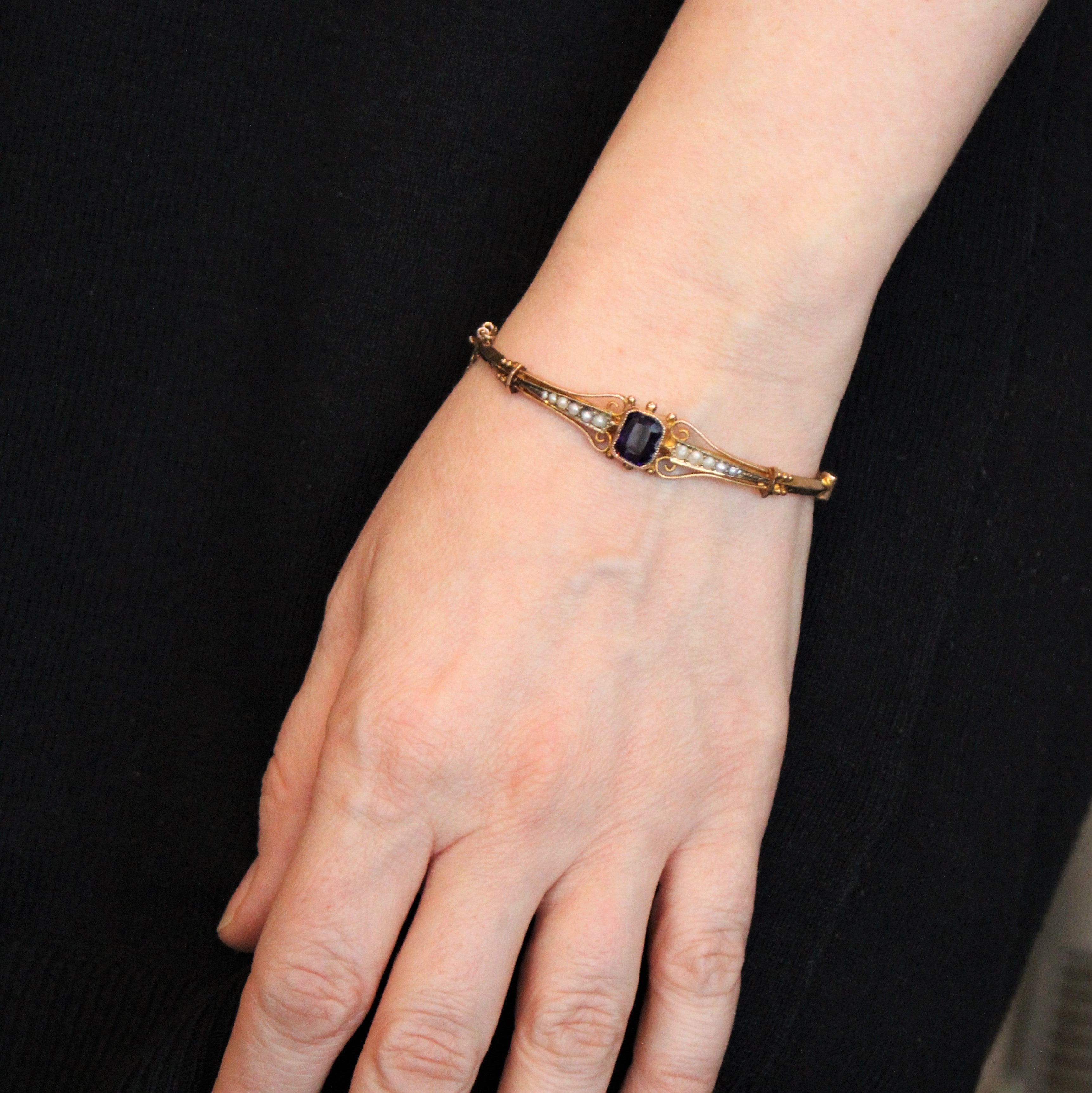 1920s Amethyst & Seed Pearl Bracelet | 1.50ct | 7" |