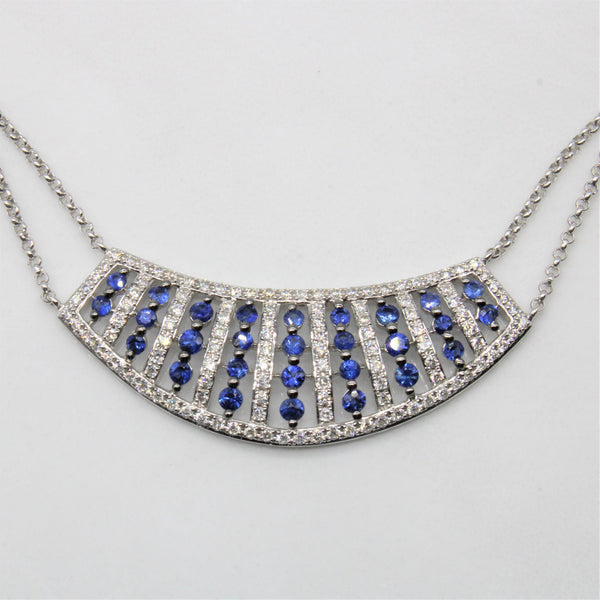 Sapphire & Diamond Gradient Plate Necklace | 0.50ctw, 0.30ctw | 24