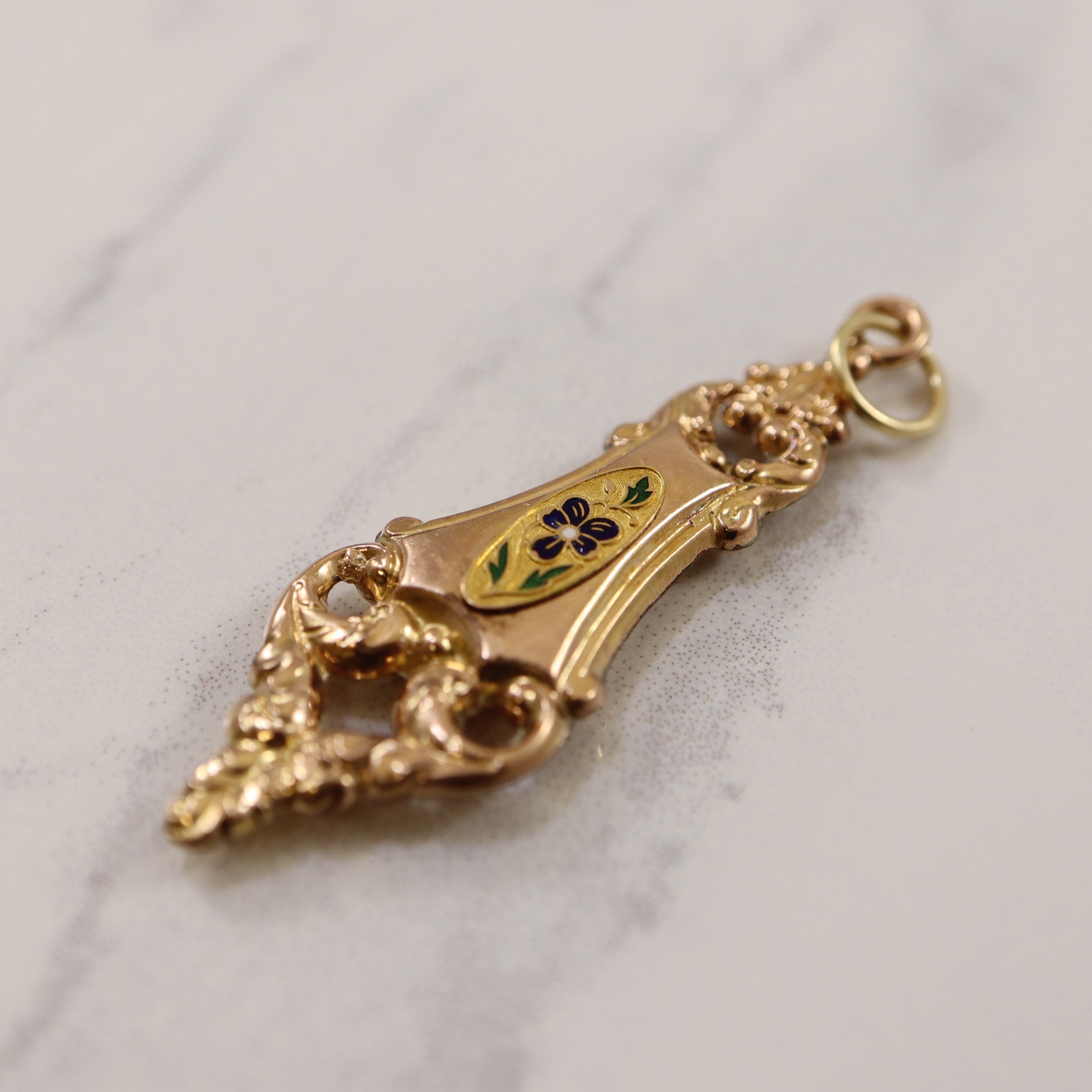 Enameled Victorian Fob Pendant |