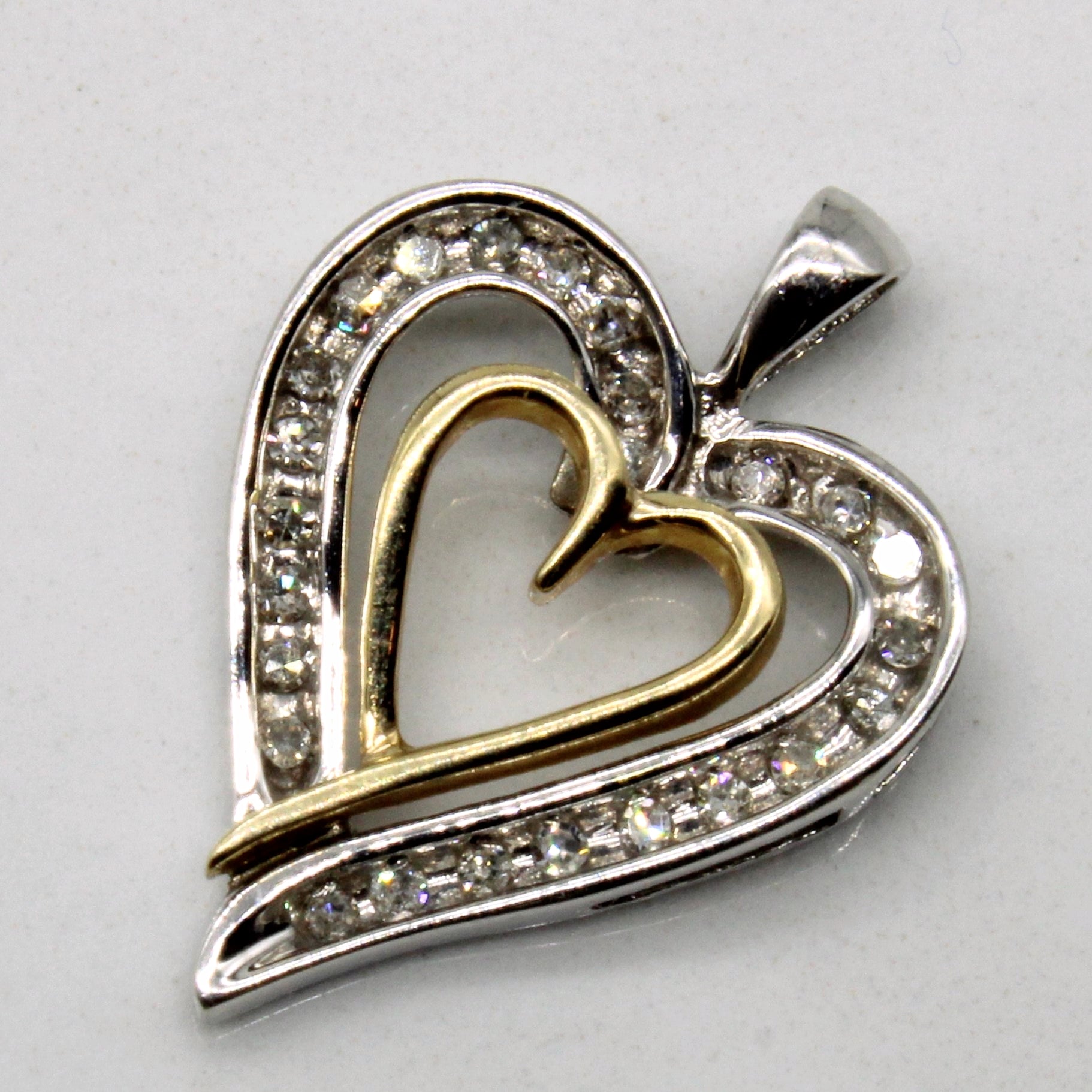 Channel Set Diamond Heart Pendant | 0.10ctw |