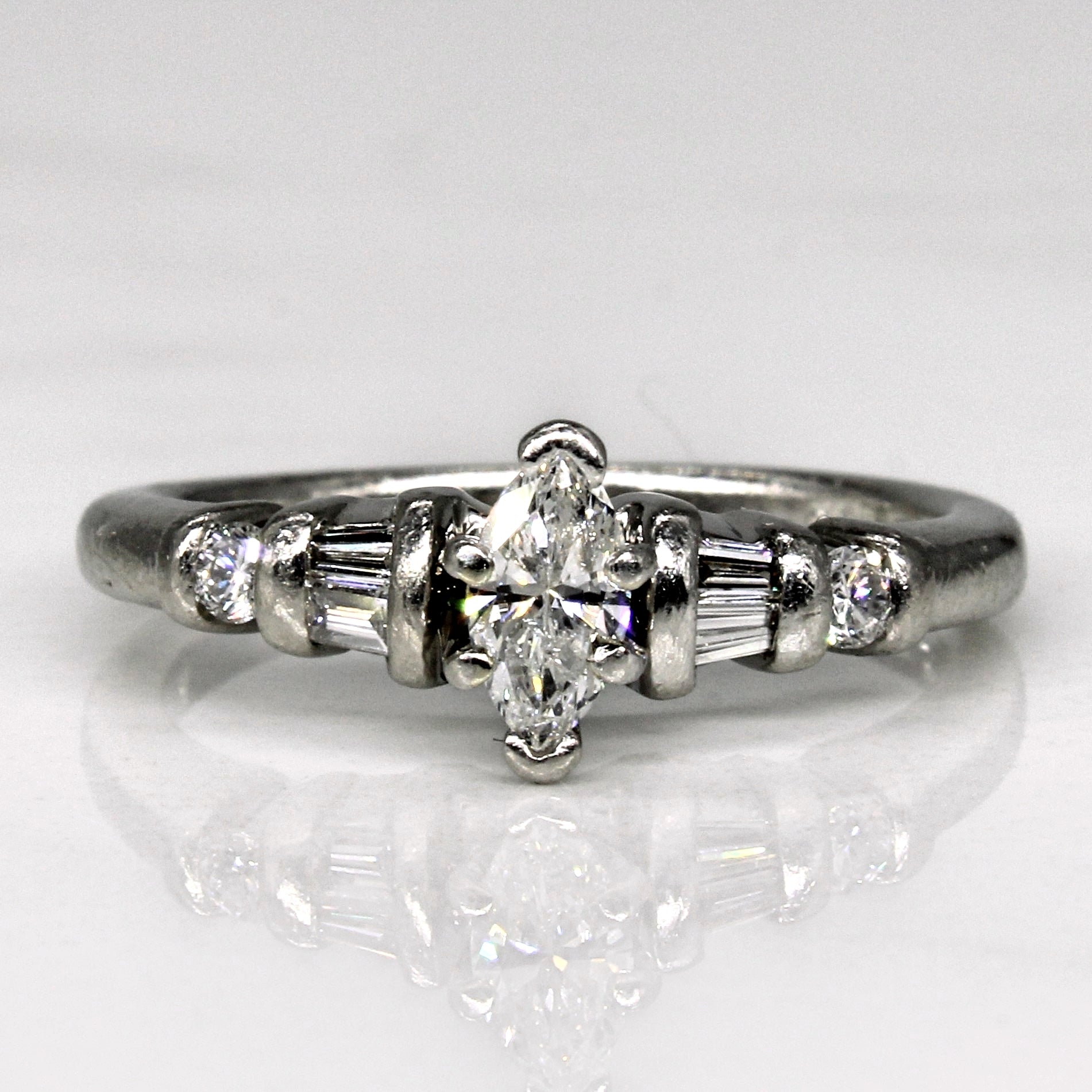 Platinum Marquise Diamond Engagement Ring | 0.44ctw | SZ 6.75 |