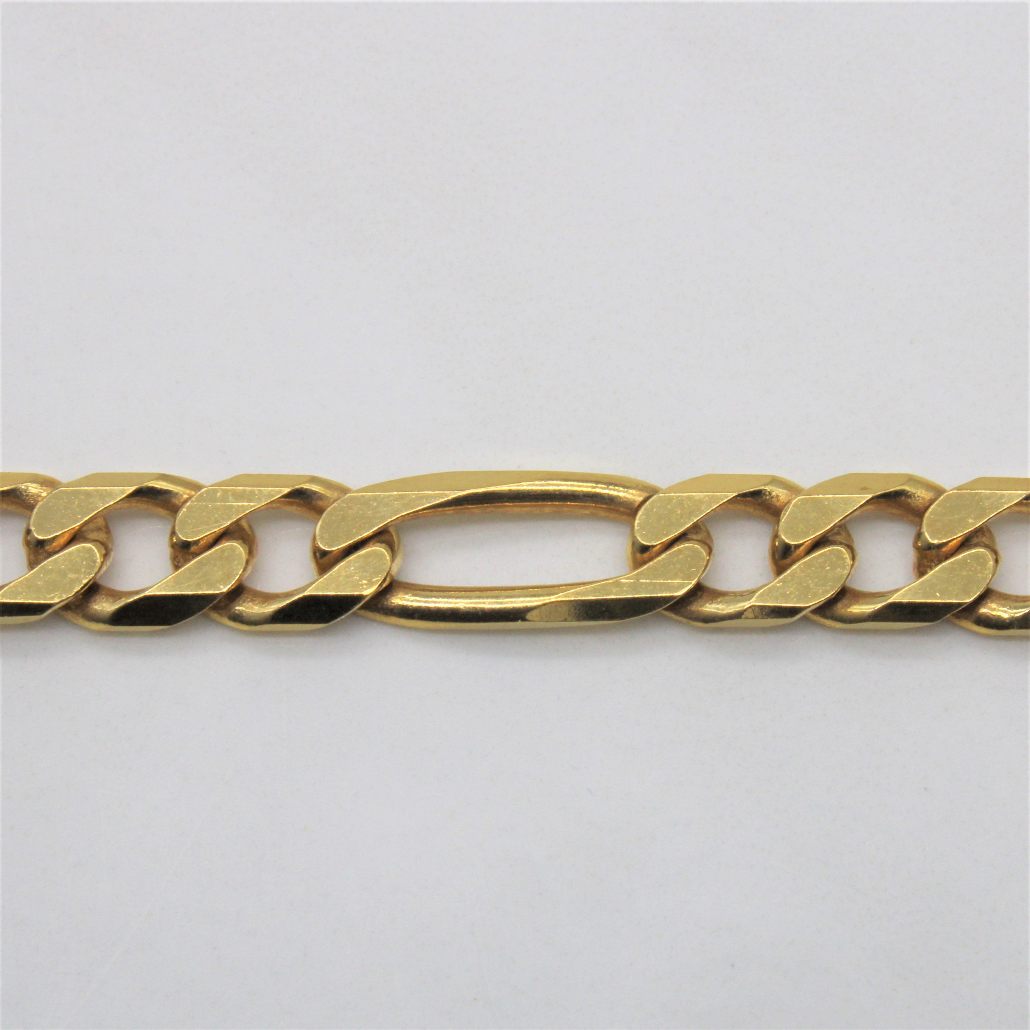 Italian Hallmarked 18k Yellow Gold Figaro Chain Bracelet | 8" |