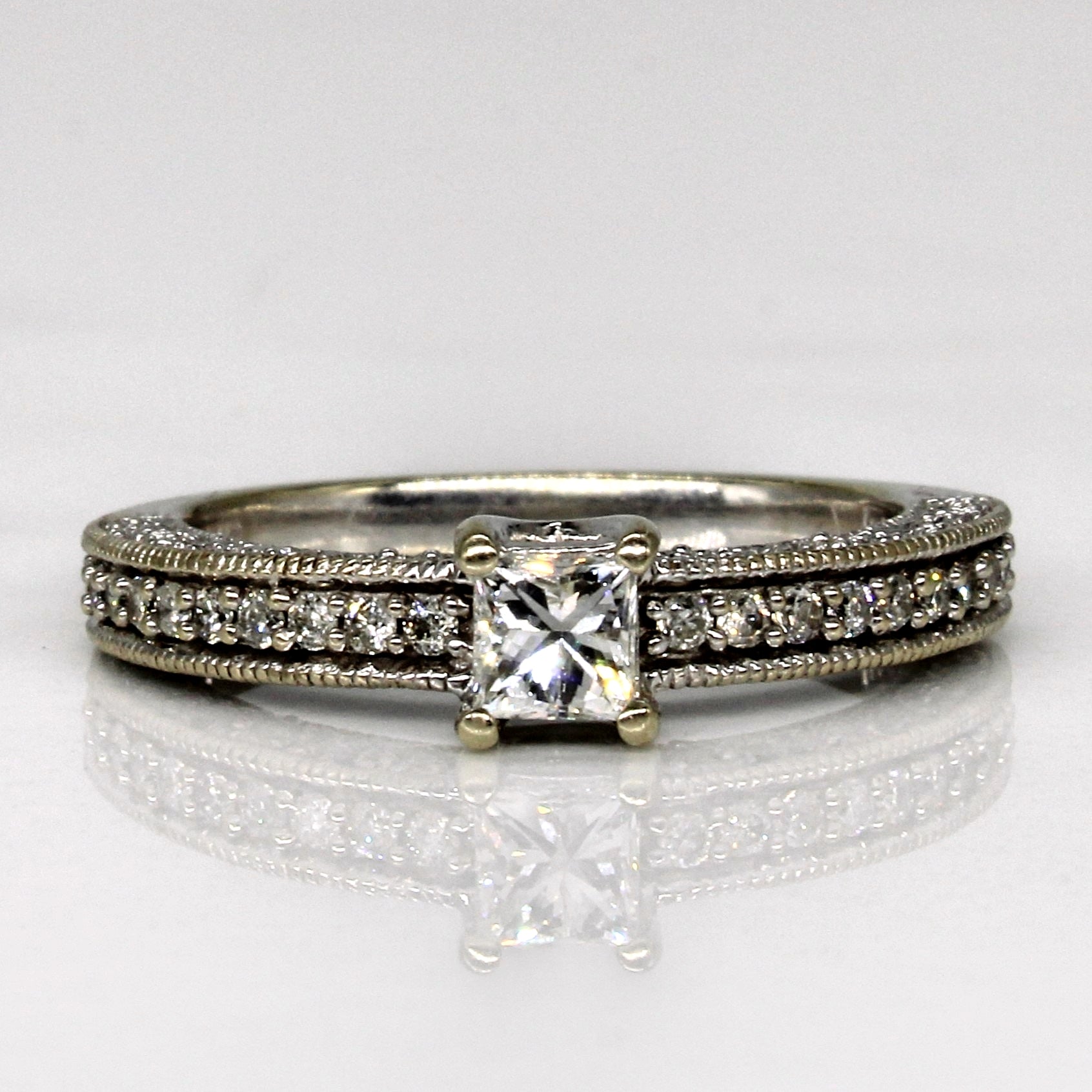 Milgrain Detailed Low Profile Engagement Ring | 0.33ctw | SZ 5.5 |