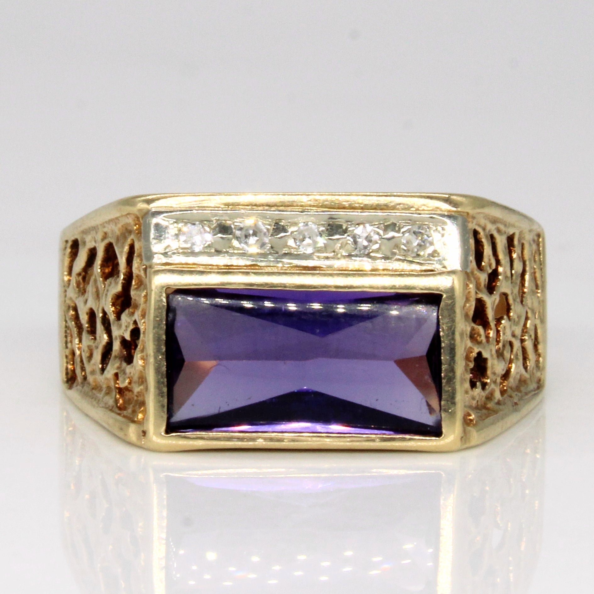 Synthetic Purple Sapphire & Diamond Ring | N/A | SZ 9.5 |