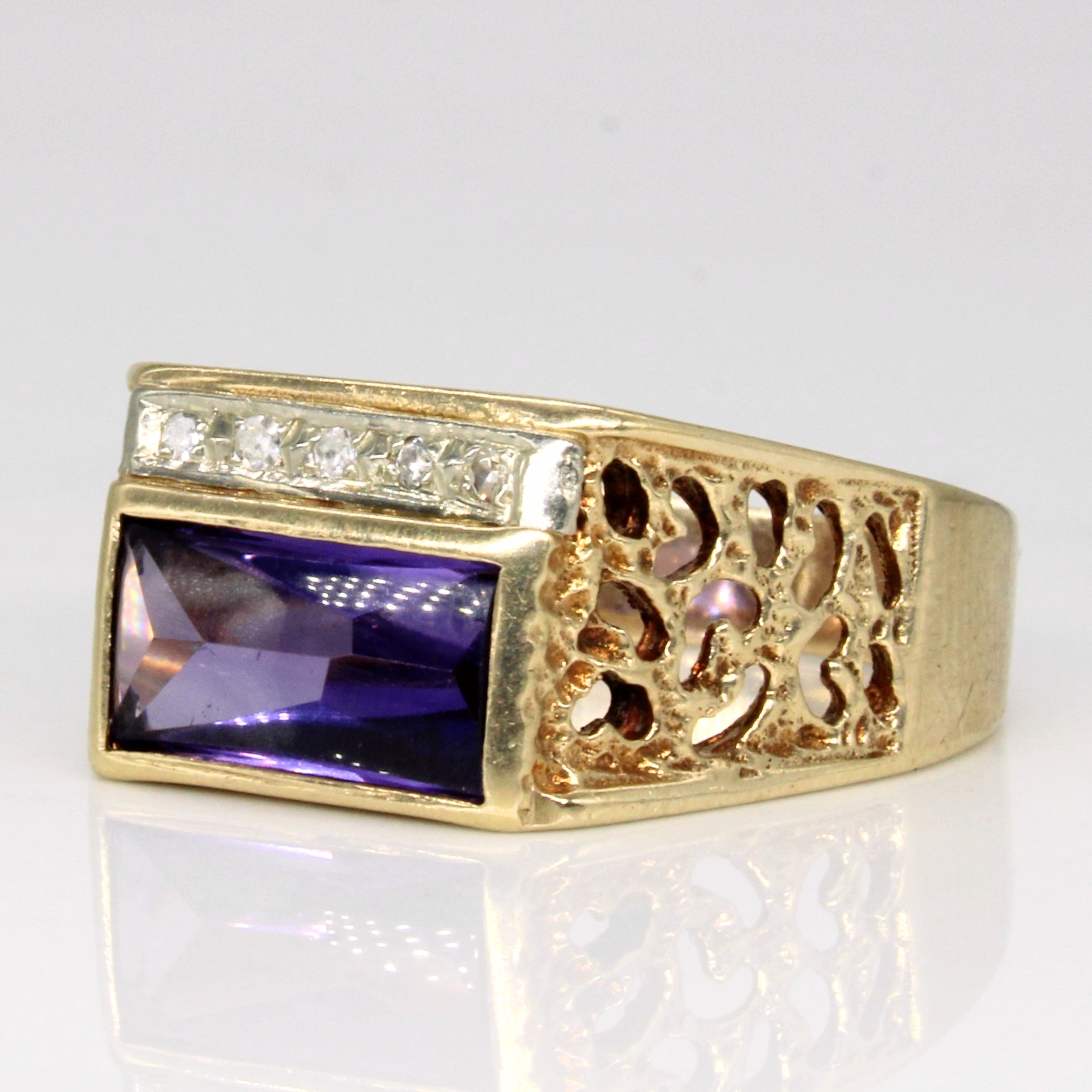 Synthetic Purple Sapphire & Diamond Ring | N/A | SZ 9.5 |
