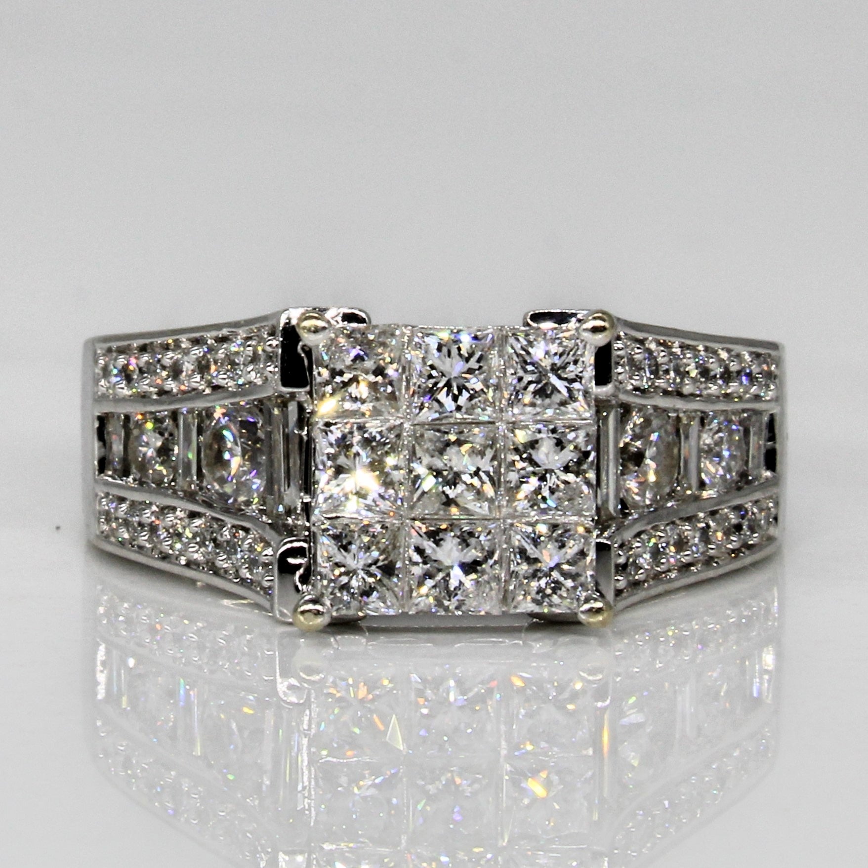 Diamond Illusion Grid Engagement Ring | 1.77ctw | SZ 7.25 |