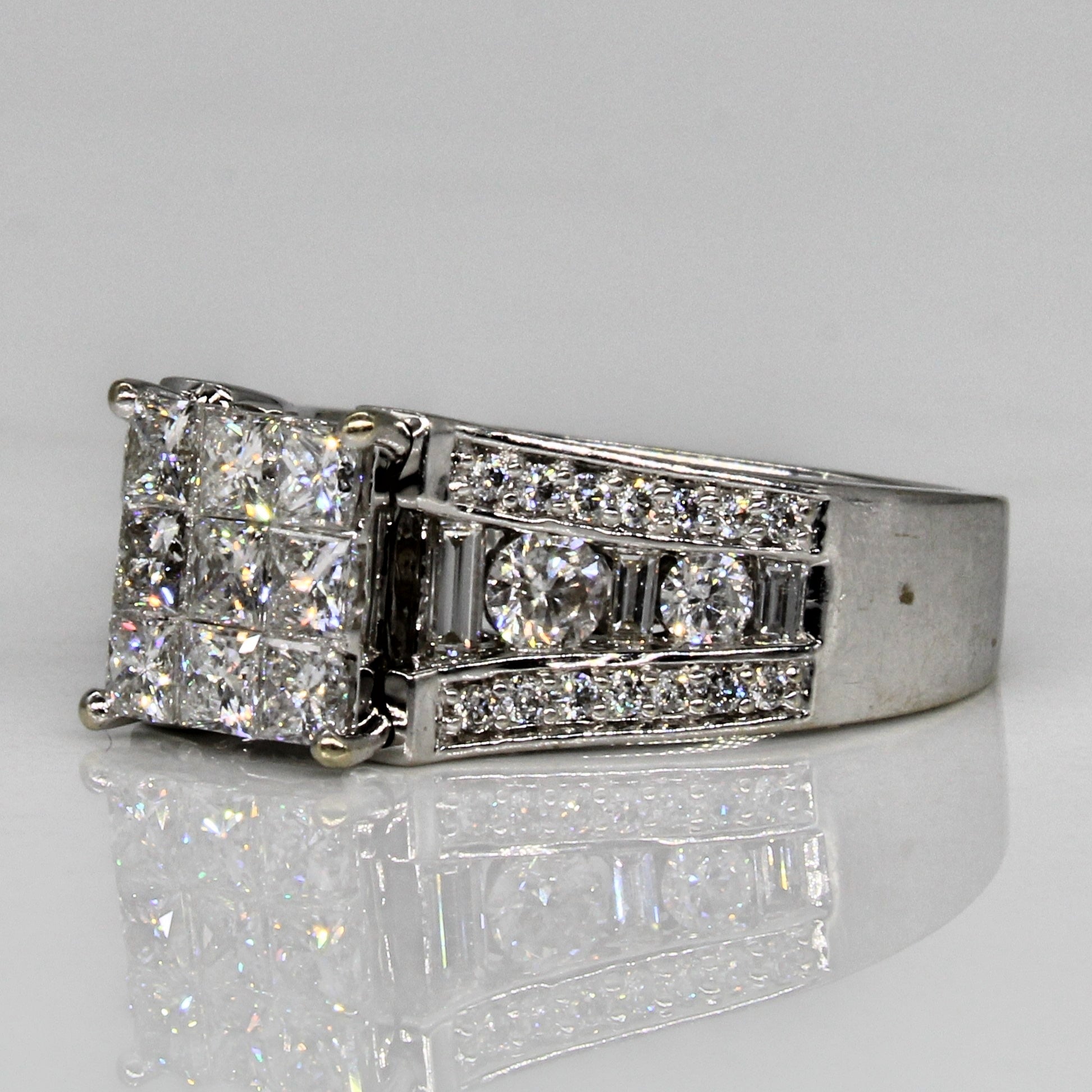 Diamond Illusion Grid Engagement Ring | 1.77ctw | SZ 7.25 |