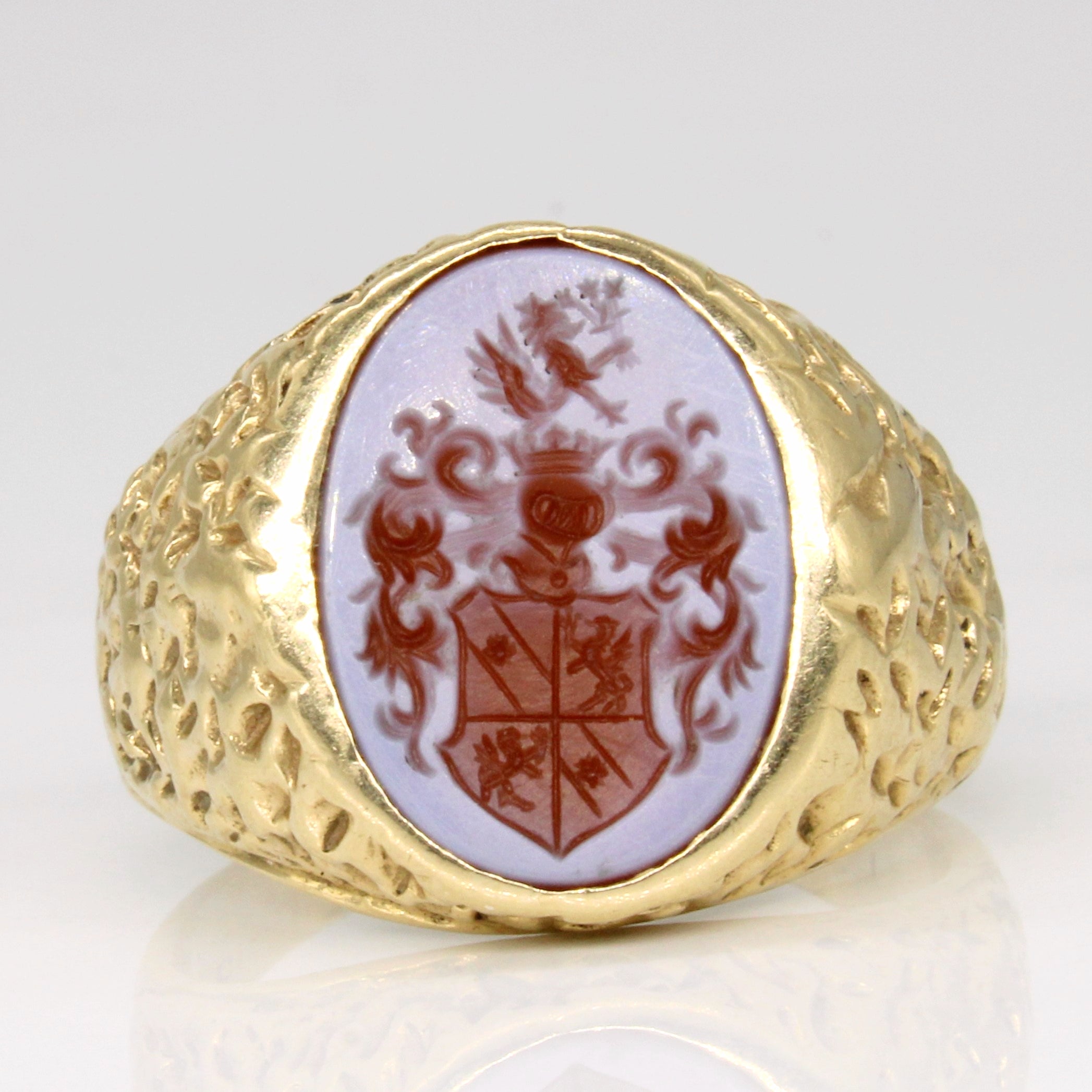 Vintage Intaglio Carved Agate Signet Ring | 2.60ct | SZ 10.25 |