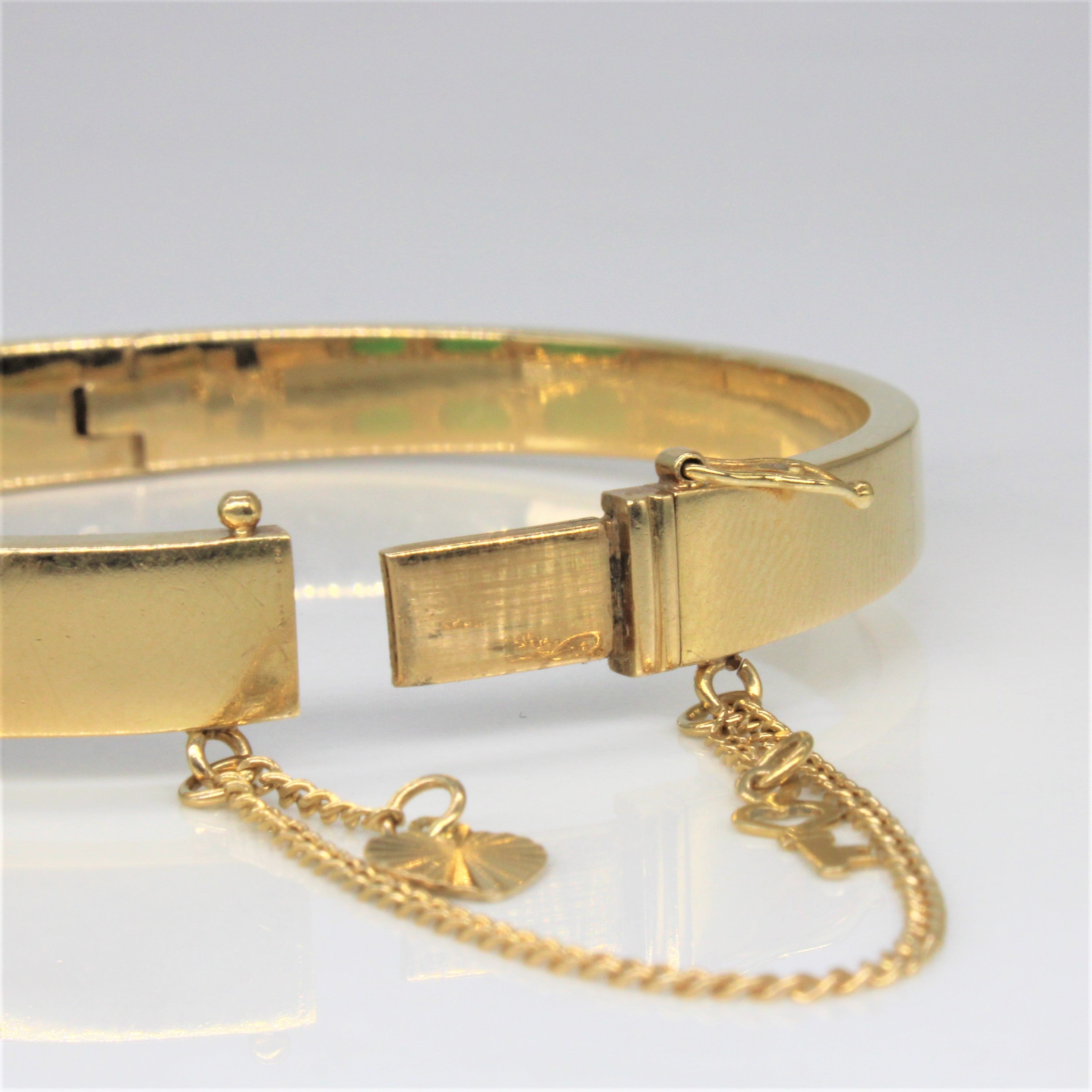 Jadeite & Diamond Bangle Bracelet | 5.00ctw, 0.05ctw | 6" |