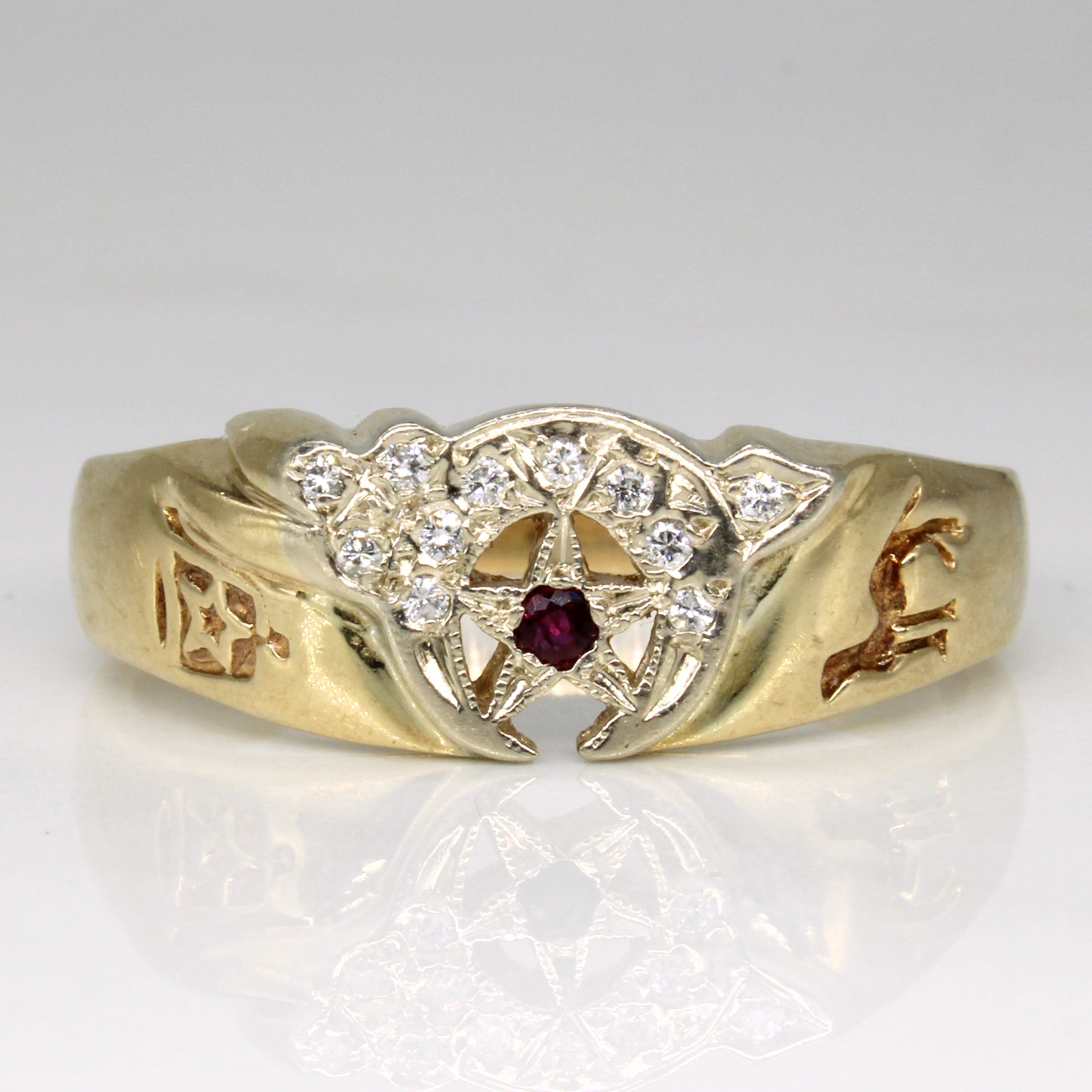 Diamond & Ruby Mason Ring | 0.05ctw, 0.03ct | SZ 13.5 |