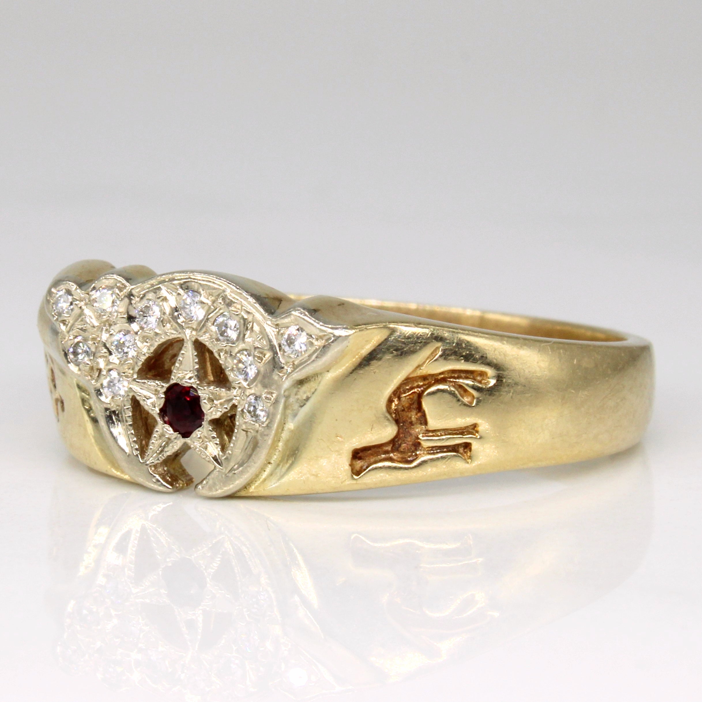 Diamond & Ruby Mason Ring | 0.05ctw, 0.03ct | SZ 13.5 |