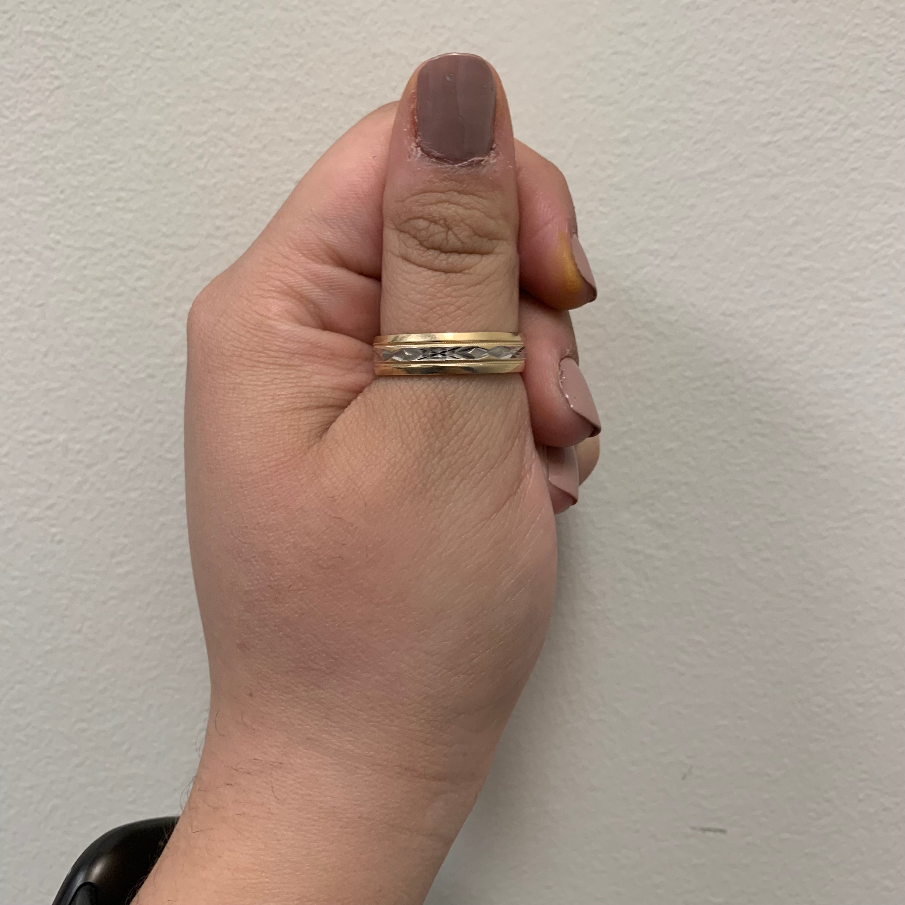 Two Tone Diamond Cut Gold Band | SZ 11 |
