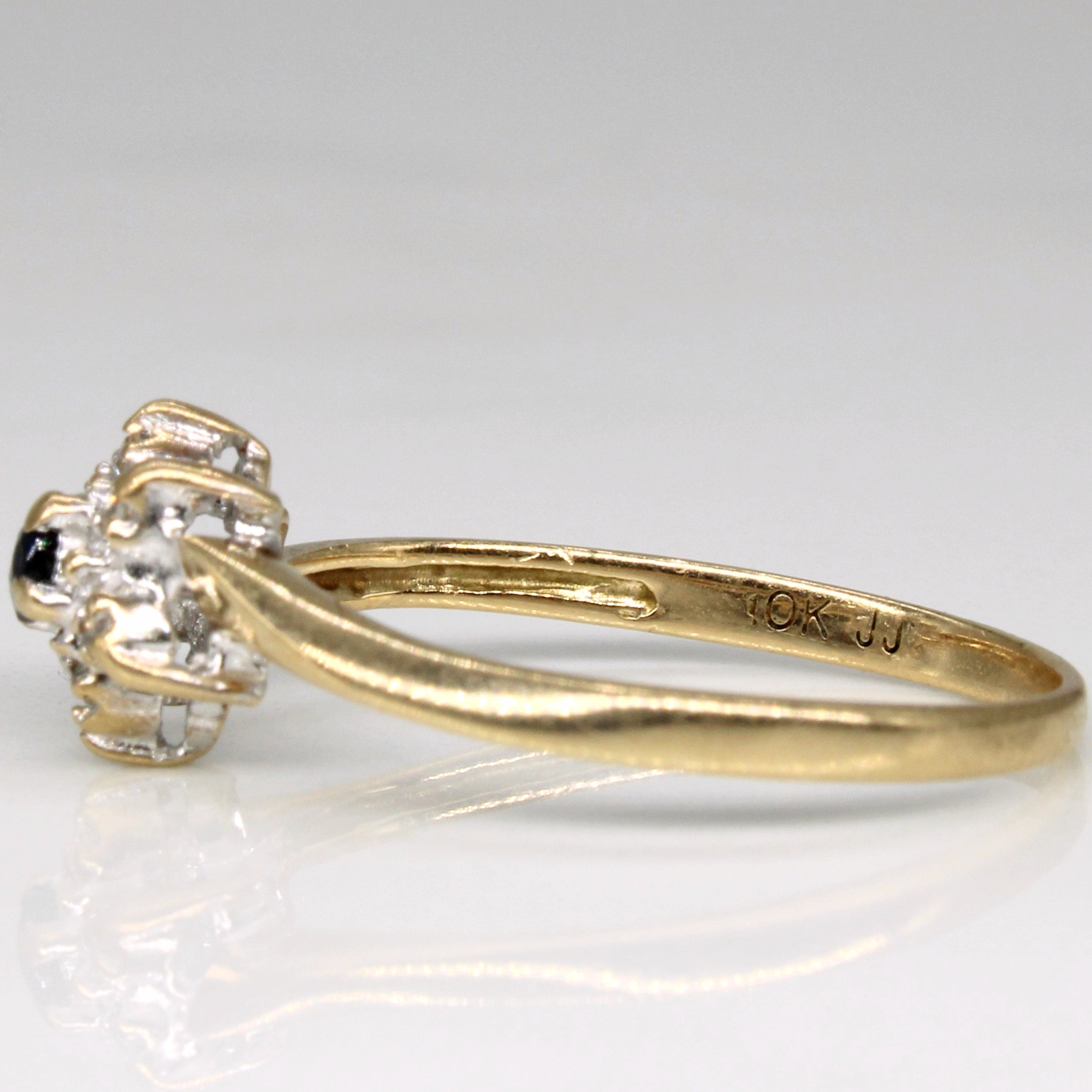 Bague saphir et diamants | 0,08 ct, 0,03 ct au total | Taille 5,75 |
