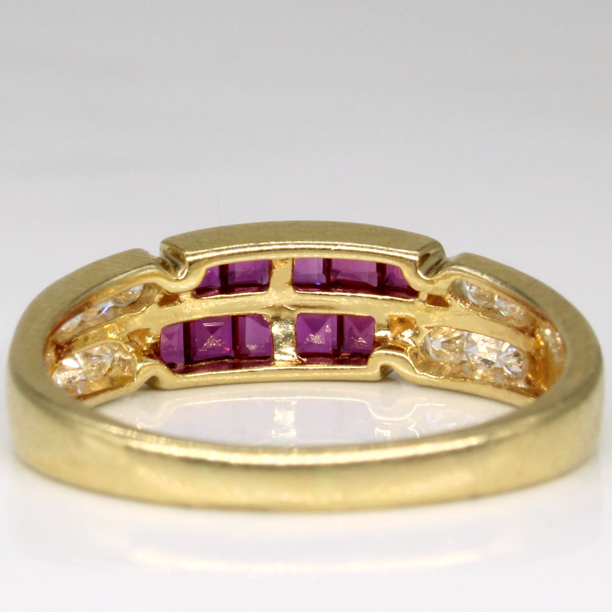 Channel Set Ruby & Diamond Ring | 0.60ctw, 0.22ctw | SZ 8 |