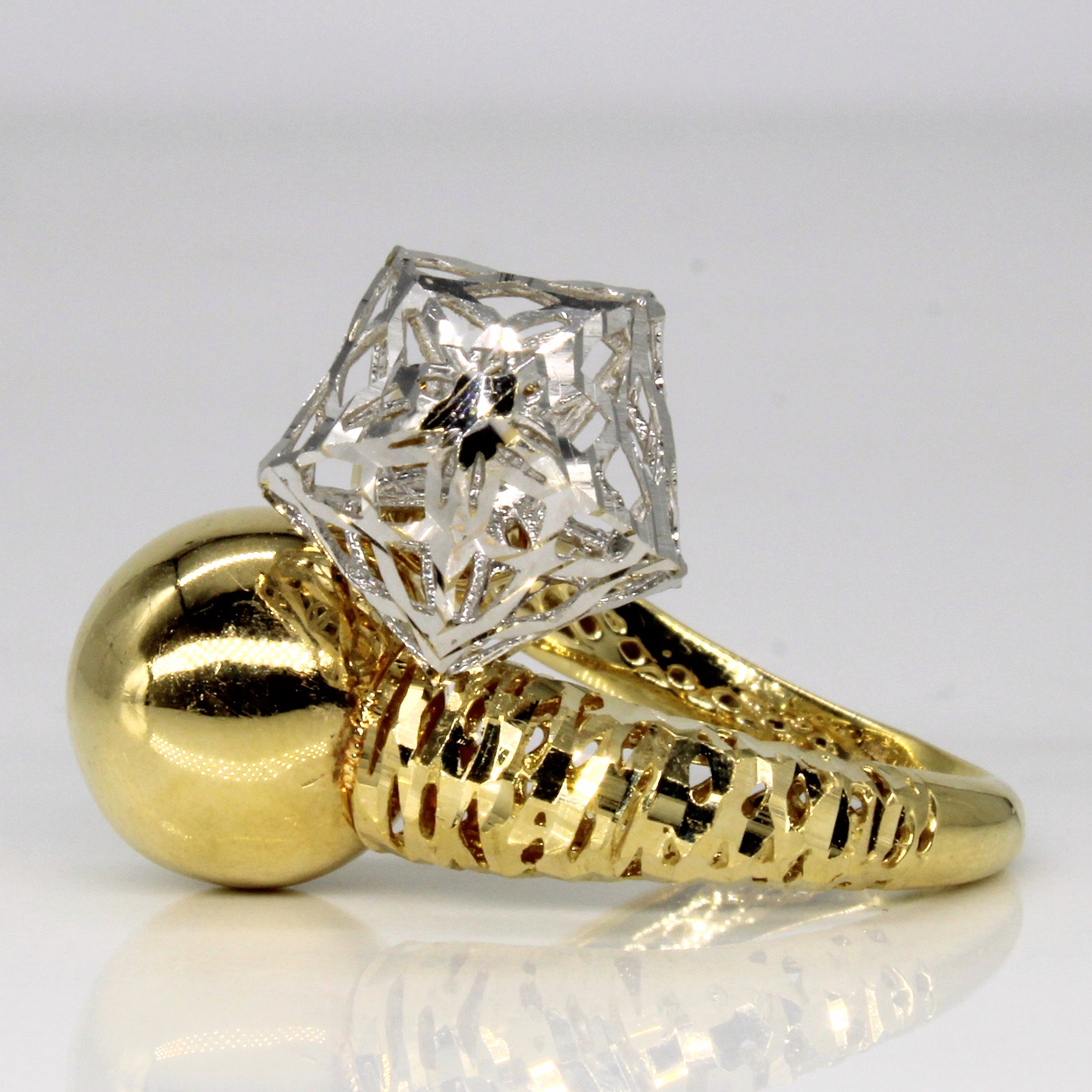18k Two Tone Gold Geometric Ring | SZ 7.75 |