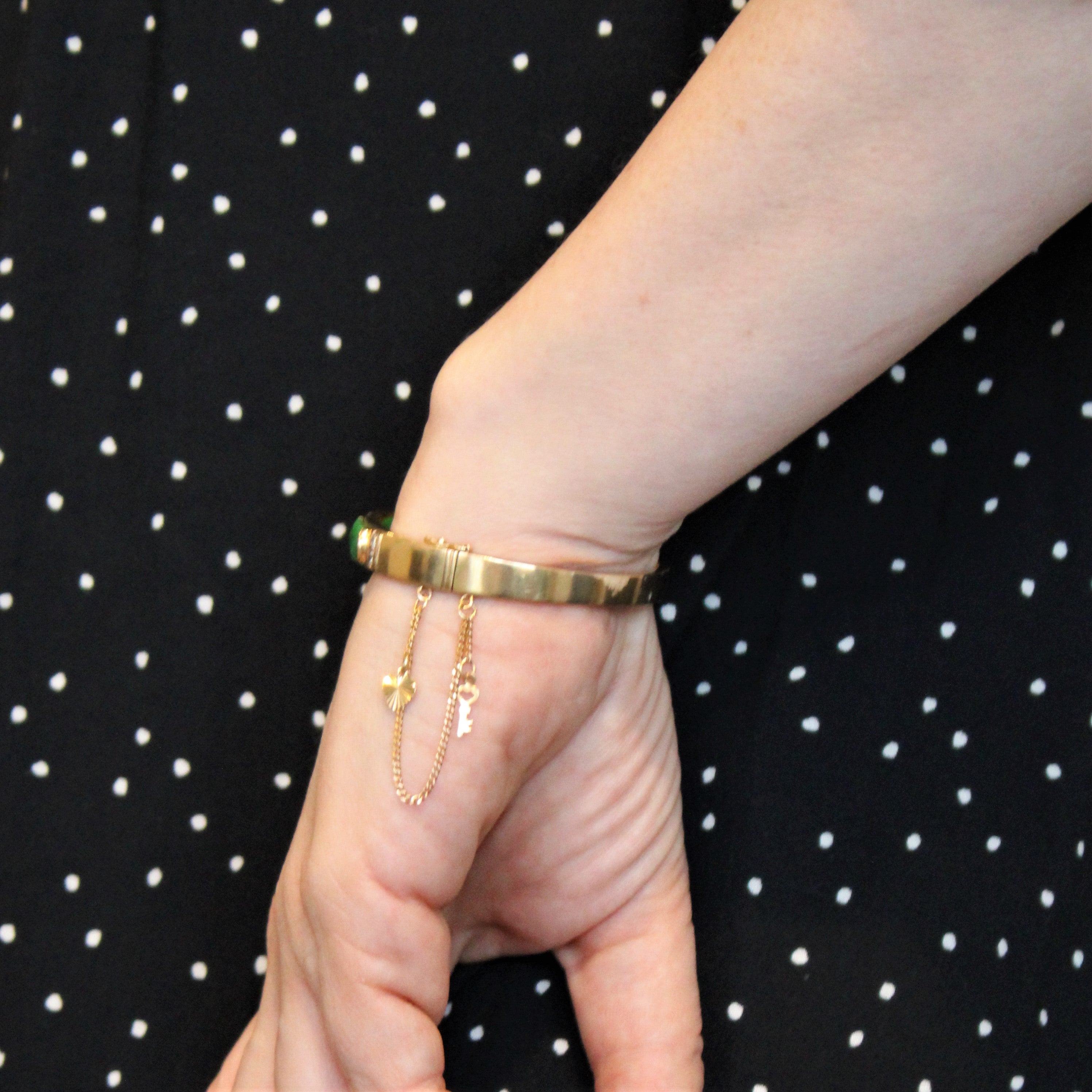 Jadeite & Diamond Bangle Bracelet | 5.00ctw, 0.05ctw | 6" |