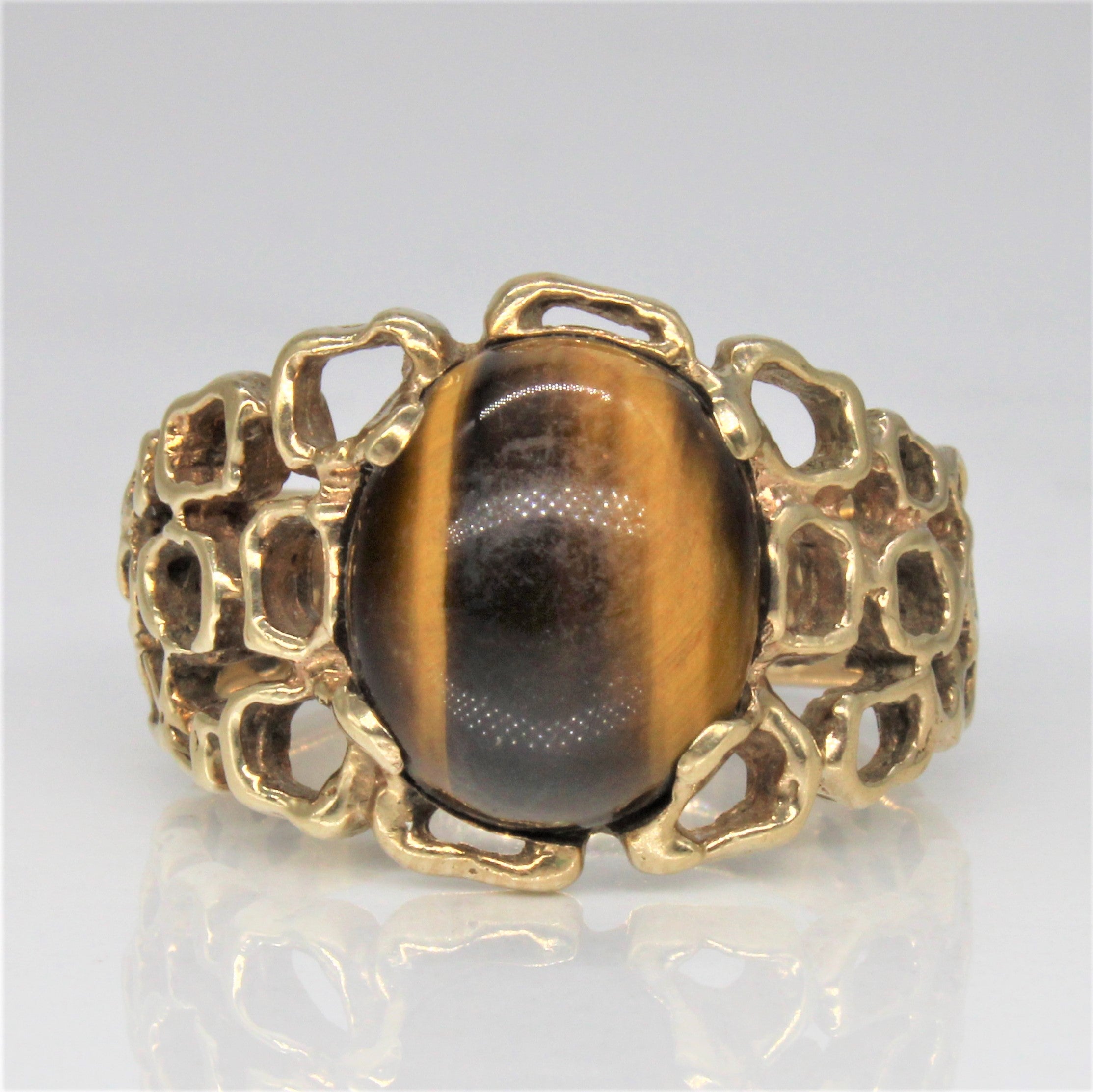 Tigers Eye Quartz Cocktail Ring | 3.75ct | SZ 8.5 |