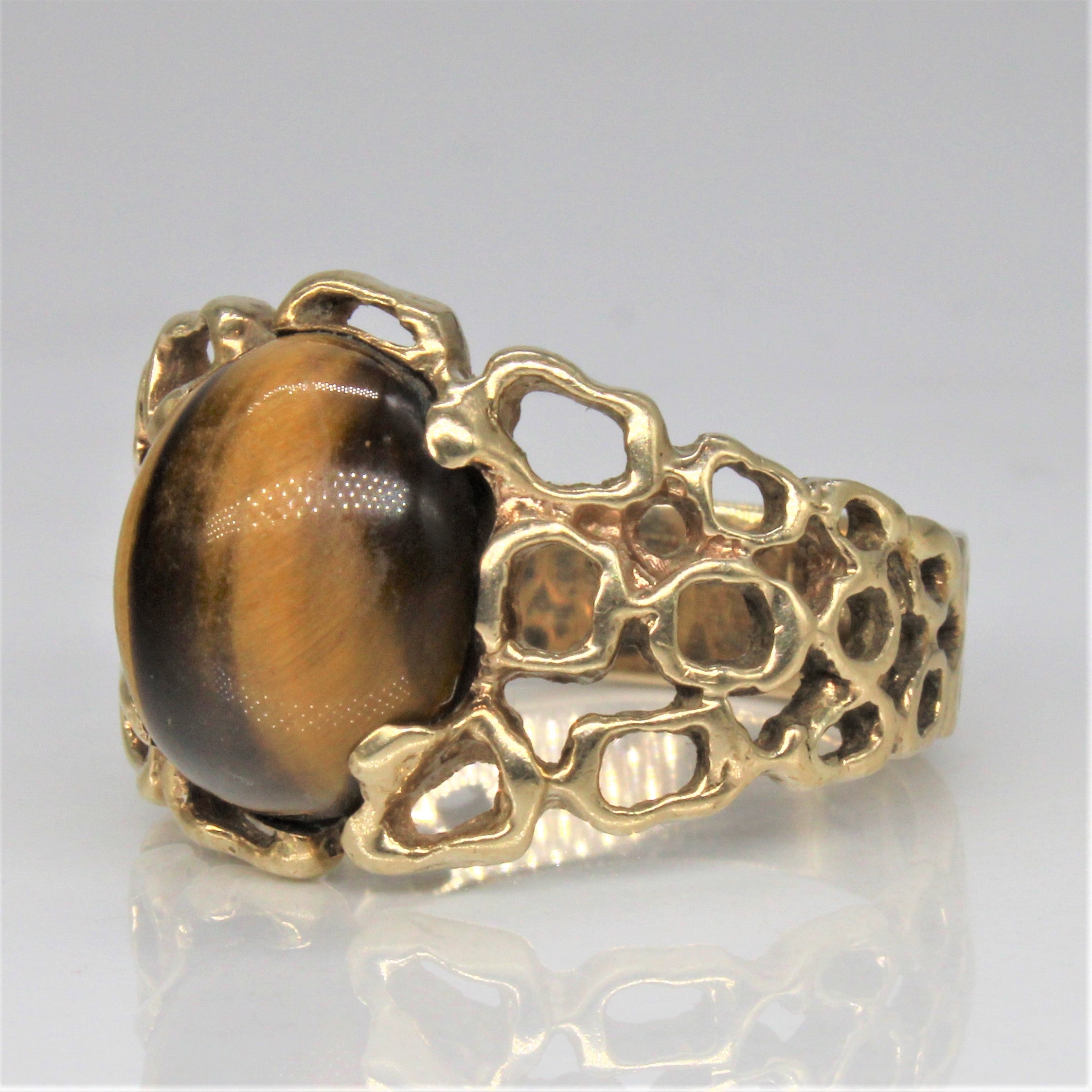 Tigers Eye Quartz Cocktail Ring | 3.75ct | SZ 8.5 |
