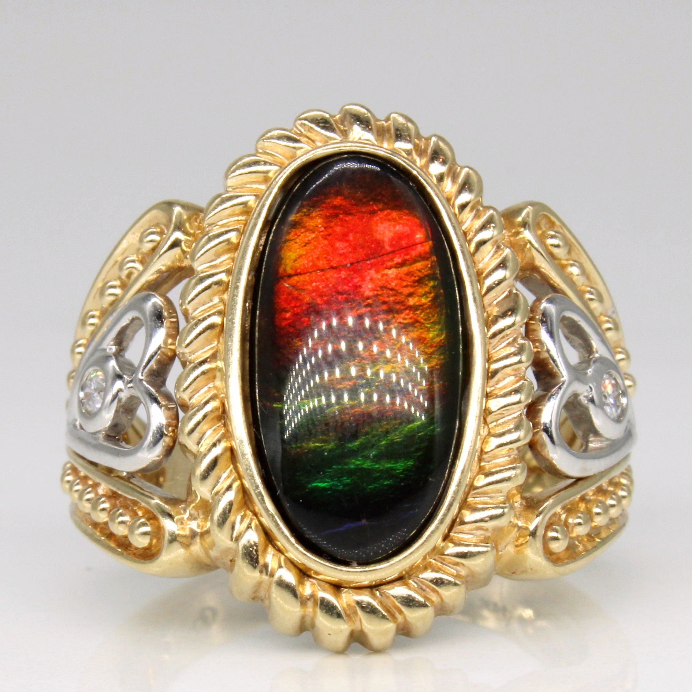 Ammolite & Diamond Cocktail Ring | 2.90ct, 0.06ctw | SZ 8 |