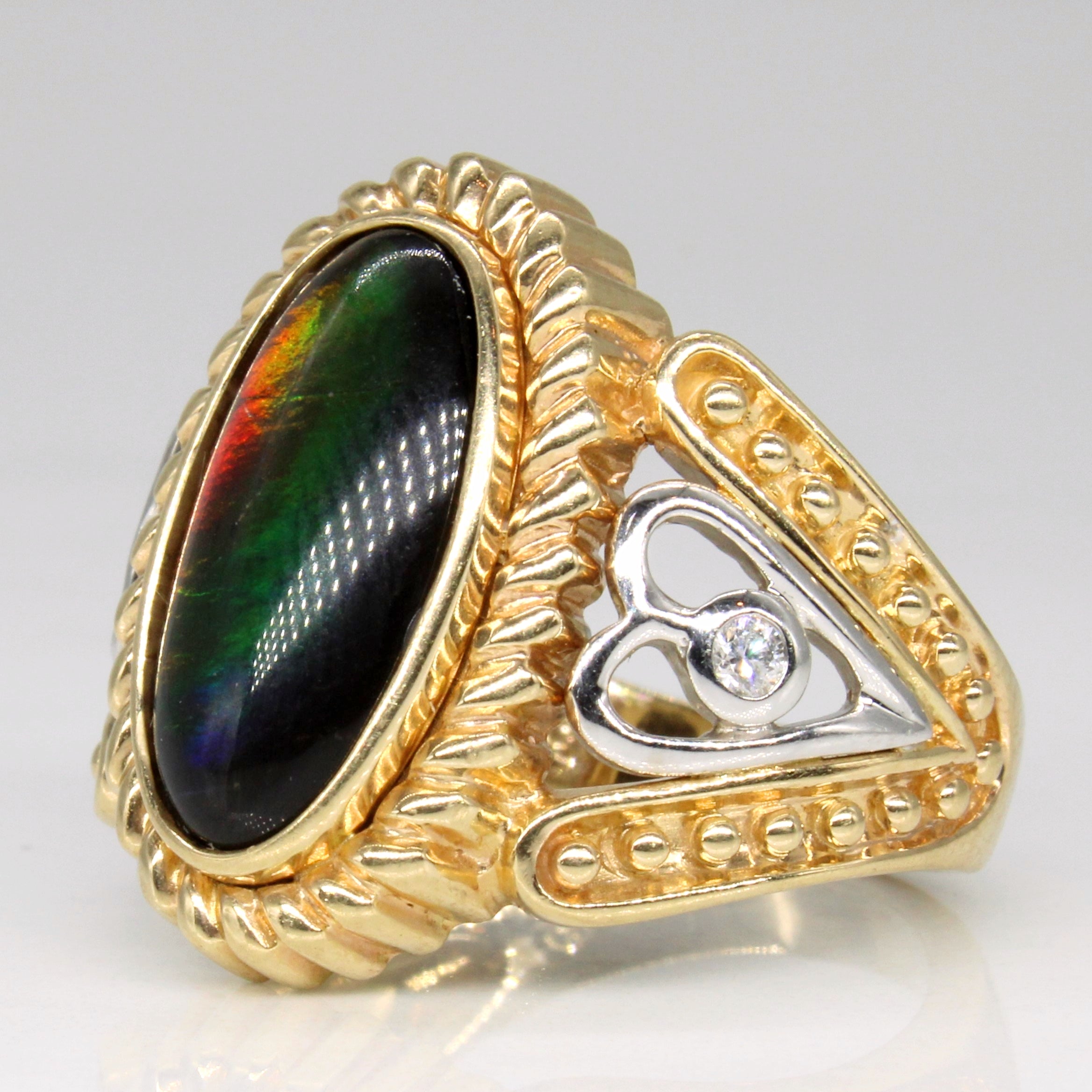 Ammolite & Diamond Cocktail Ring | 2.90ct, 0.06ctw | SZ 8 |