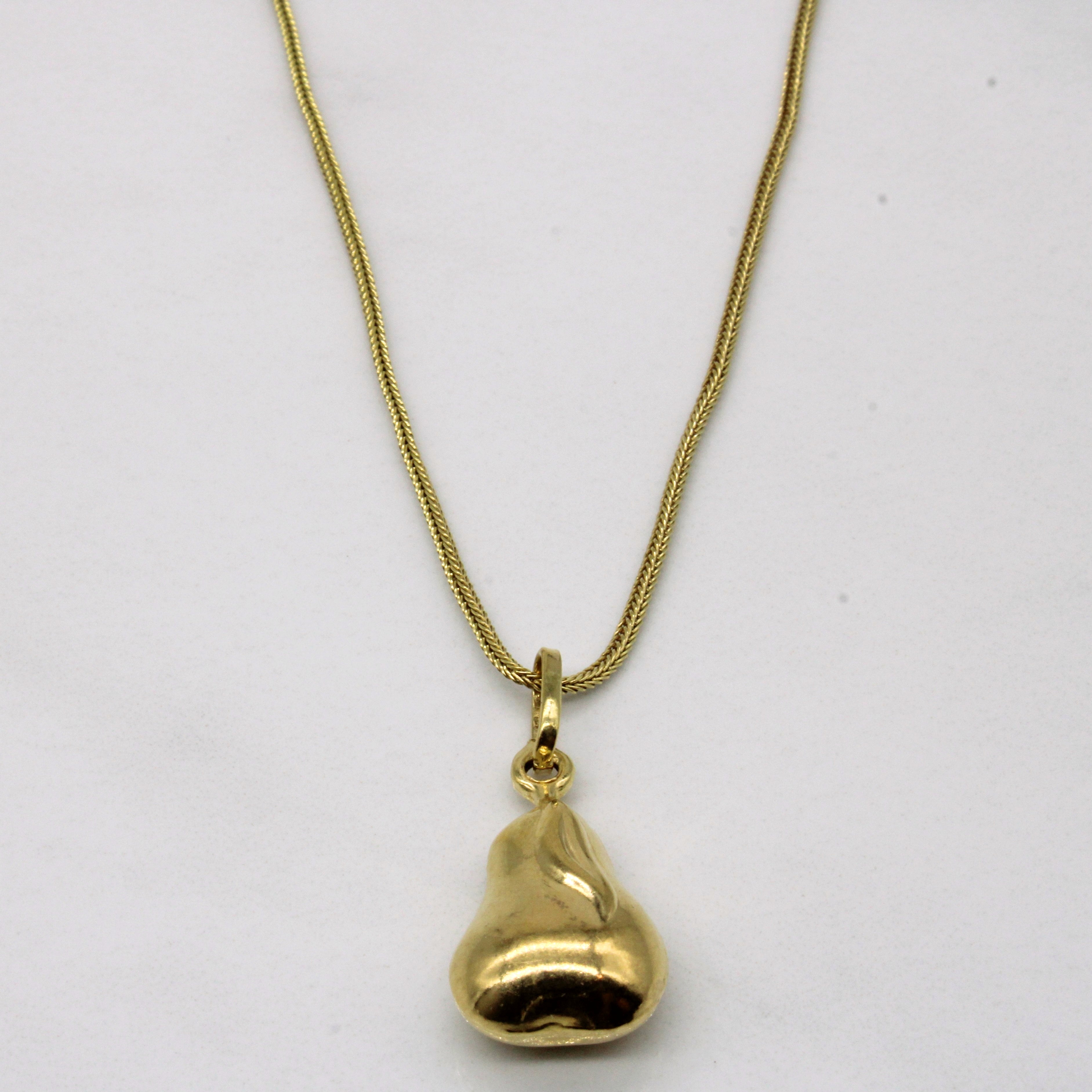 18k Yellow Gold Pear Necklace | 21" |