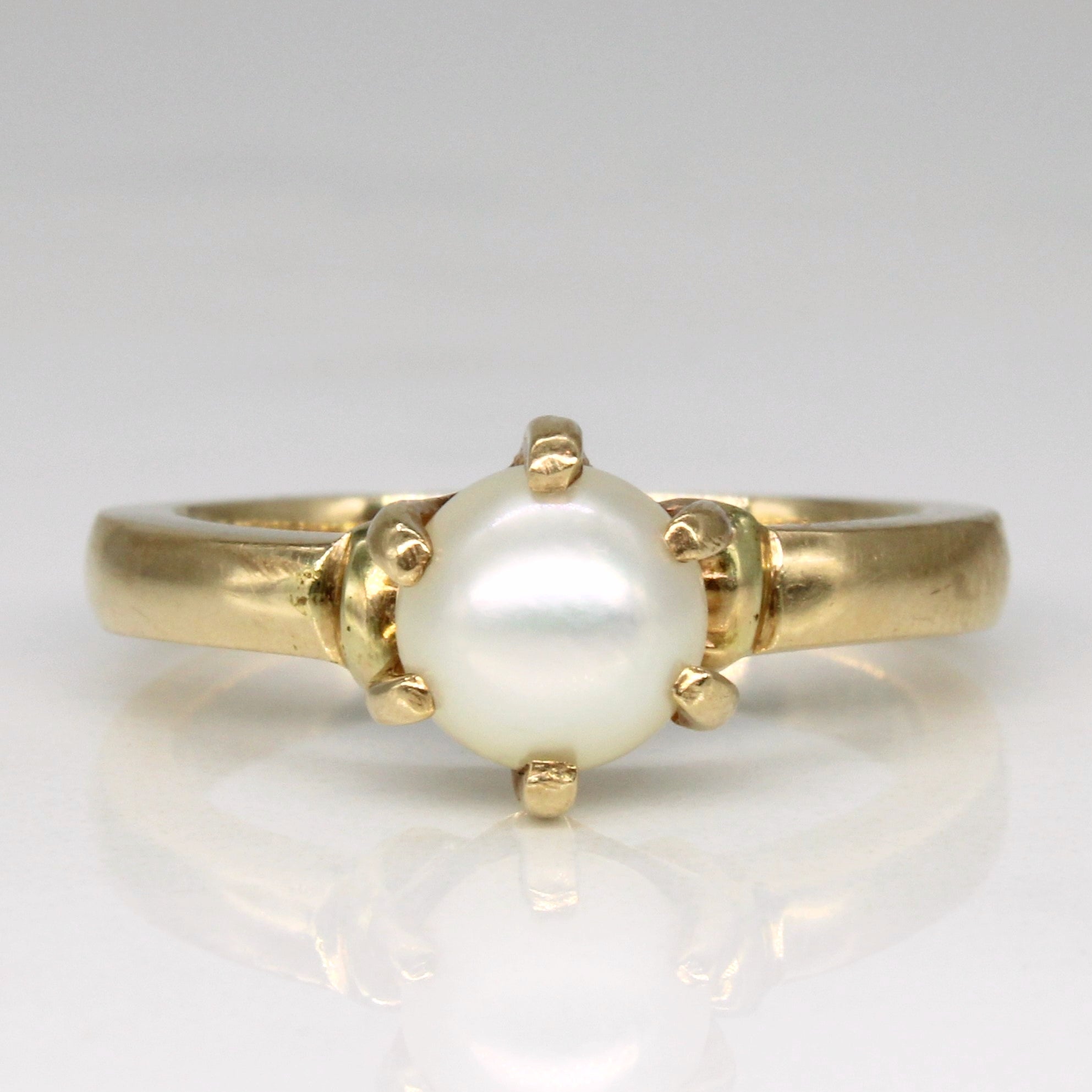 Six Prong Pearl Solitaire Ring | SZ 5.75 |