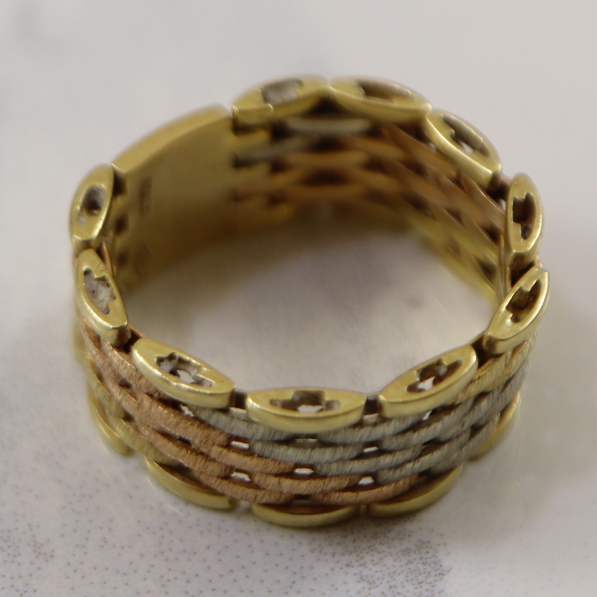 Tri-Tone Gold Chain Link 18k Ring | SZ 7.75 |