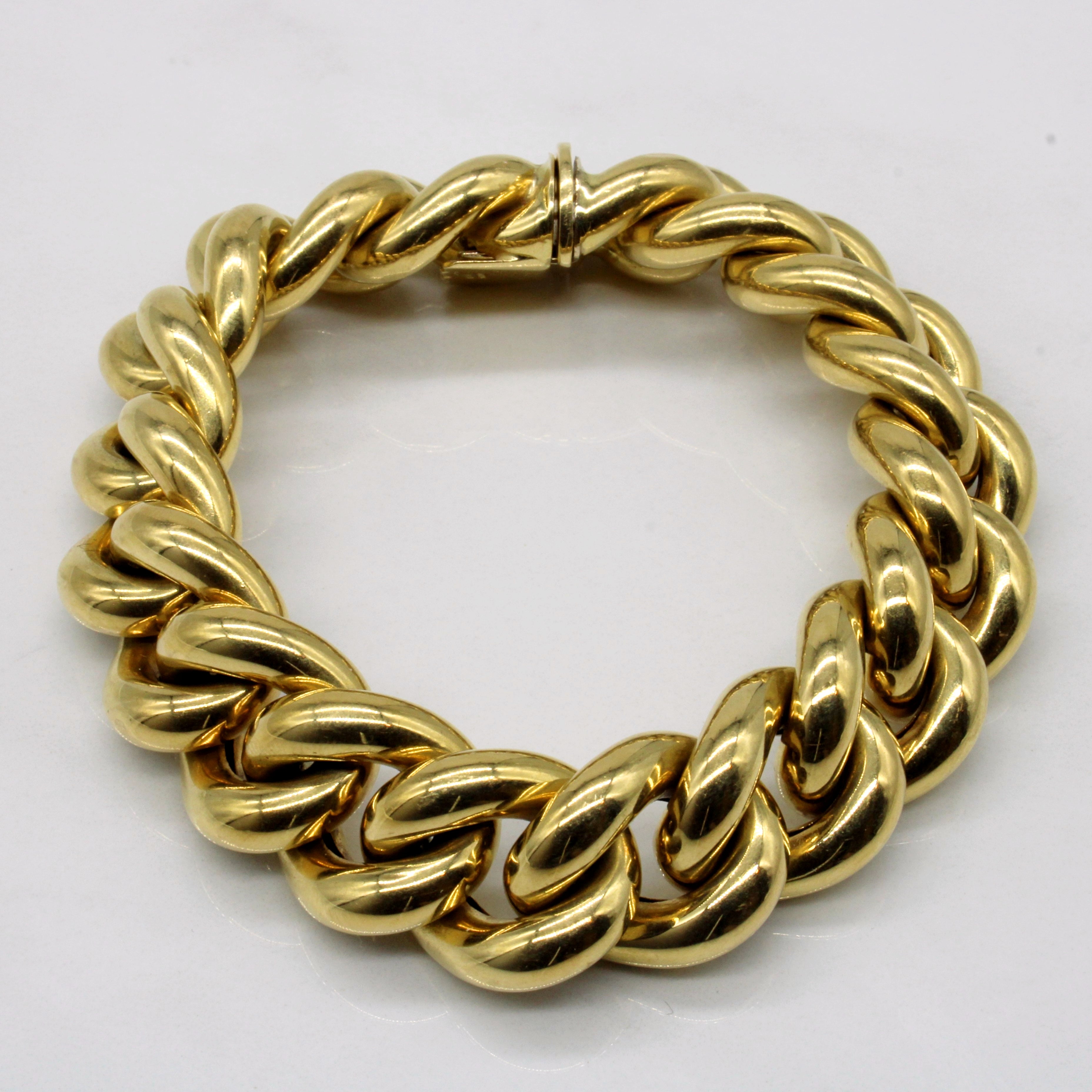 Bracelet à maillons gourmette en or jaune 18 carats | 8 pouces |