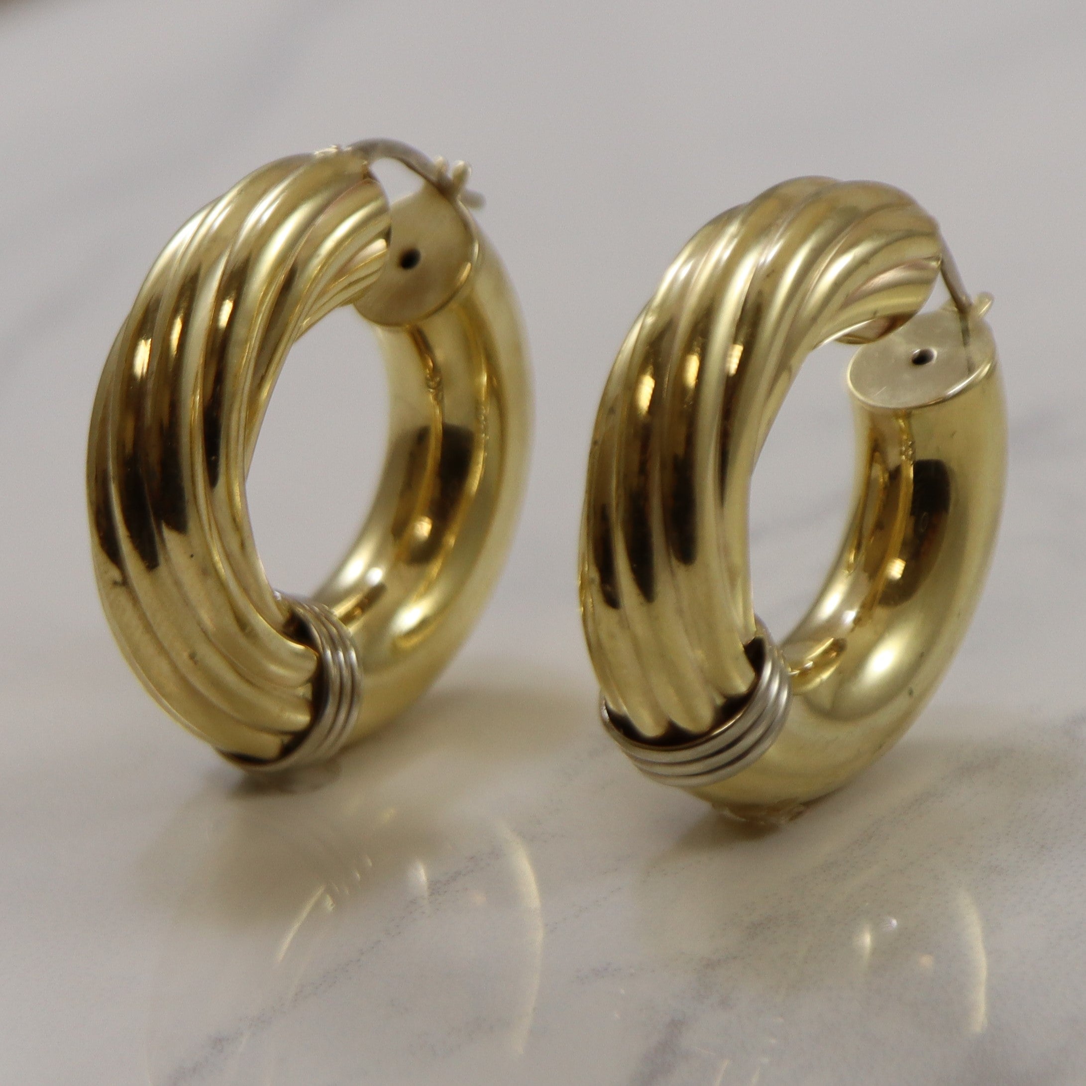 Textured Heavy Gold Hoop Earrings |