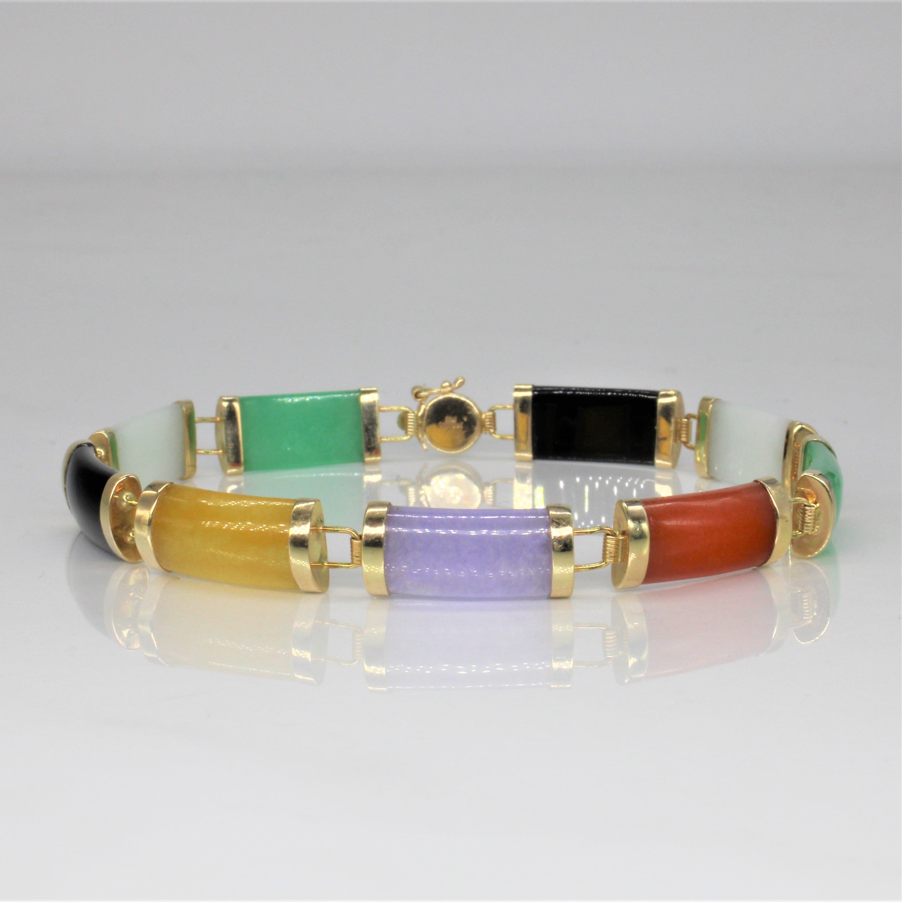 Multi Coloured Jade Bracelet | 7.5" |