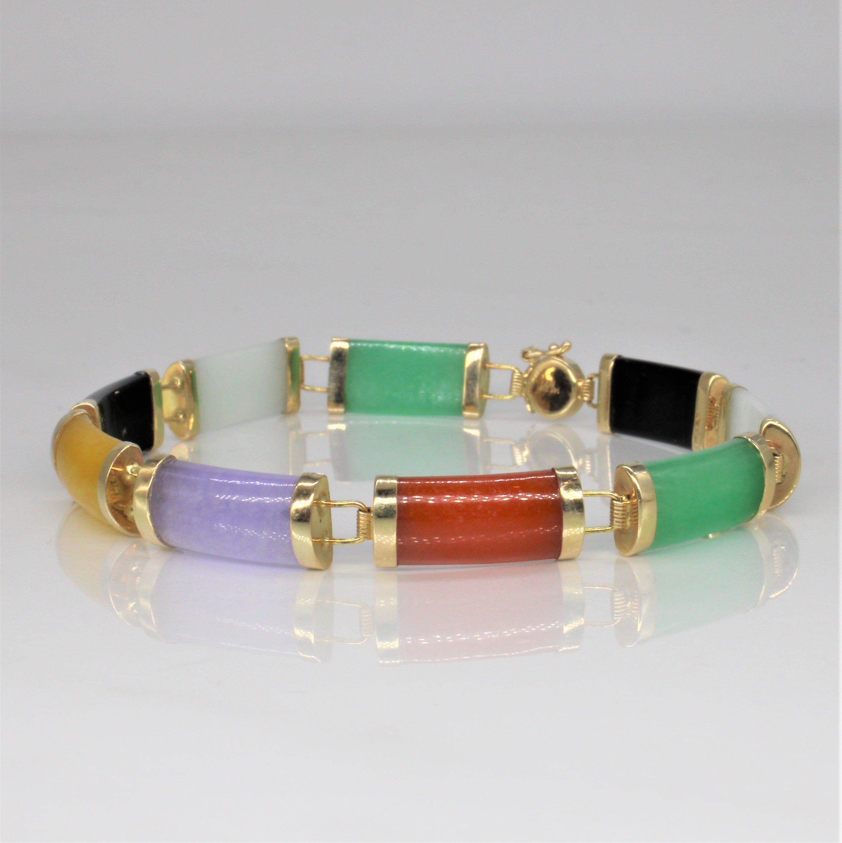 Multi Coloured Jade Bracelet | 7.5" |