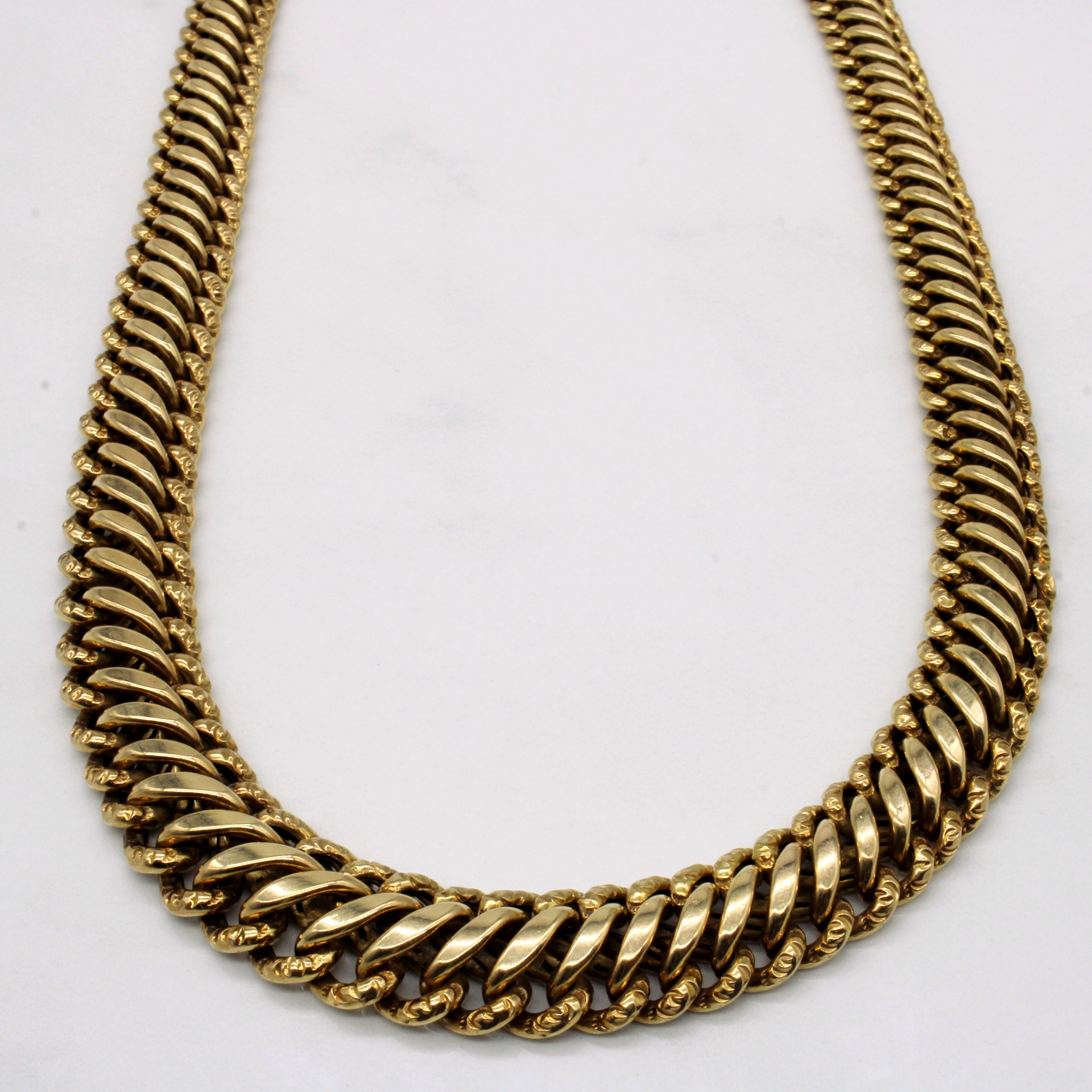 9k Yellow Gold Graduated Width Necklace | 15" |