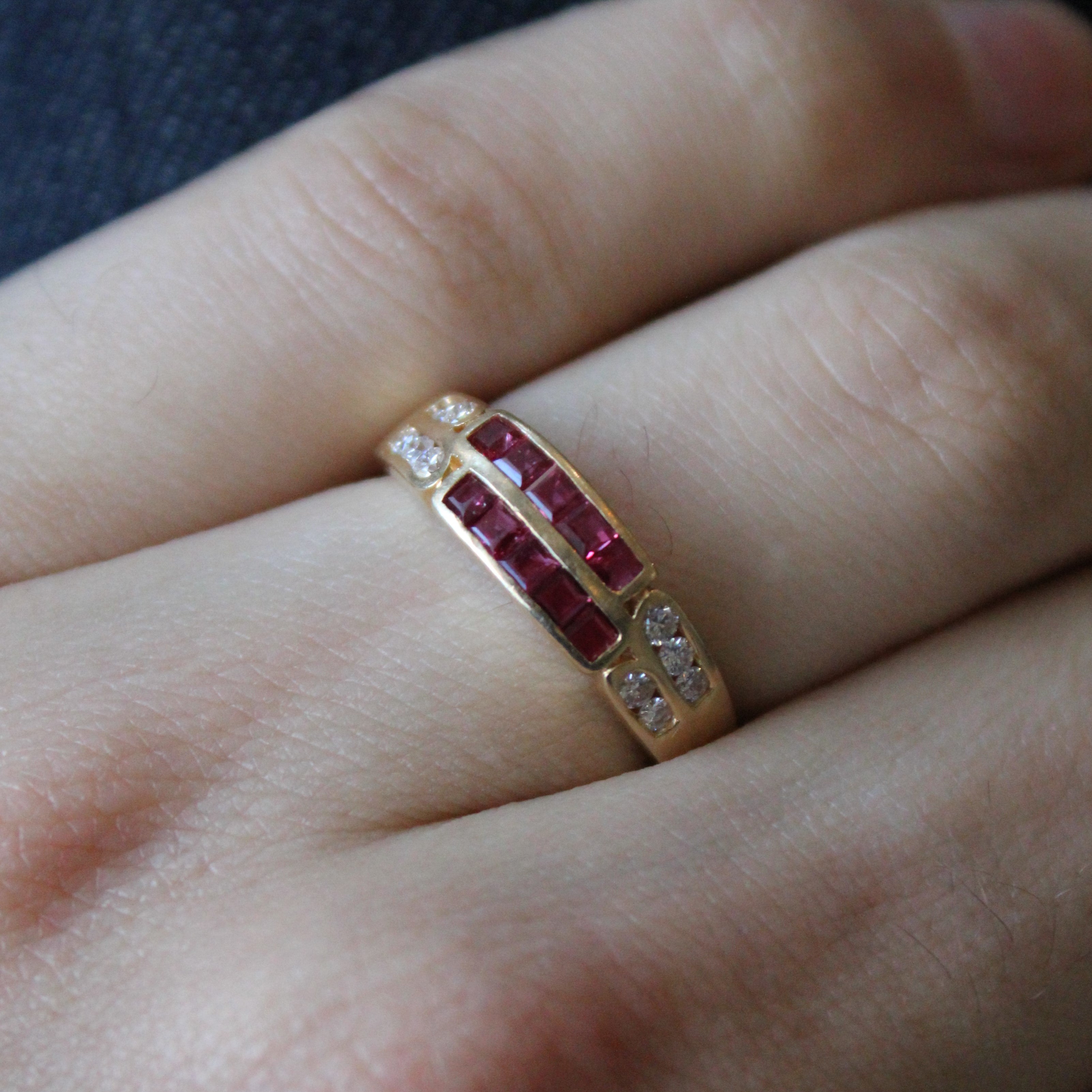 Channel Set Ruby & Diamond Ring | 0.60ctw, 0.22ctw | SZ 8 |